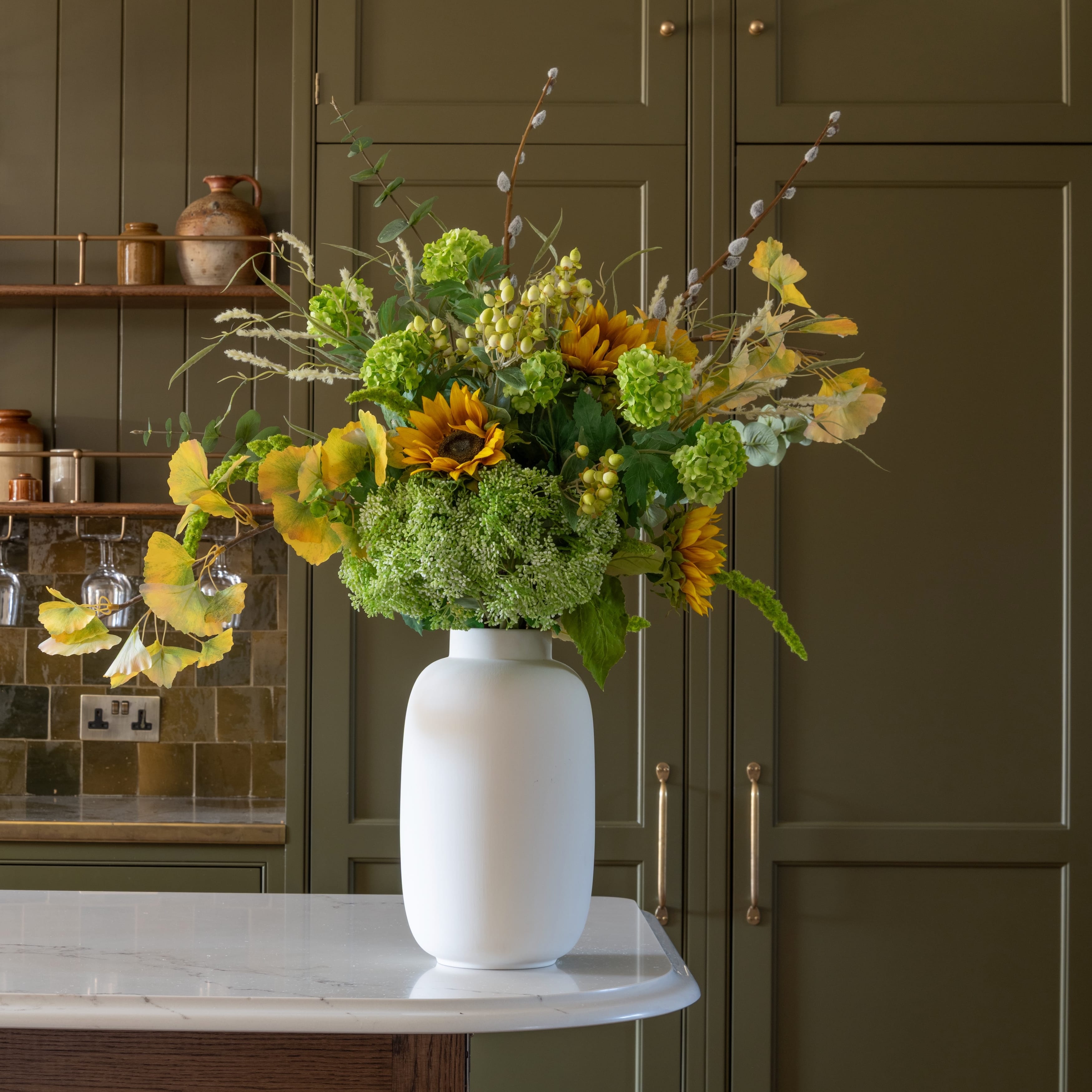 Realistic Gilded Ochre Artificial Flower Arrangement by The Faux Flower Company