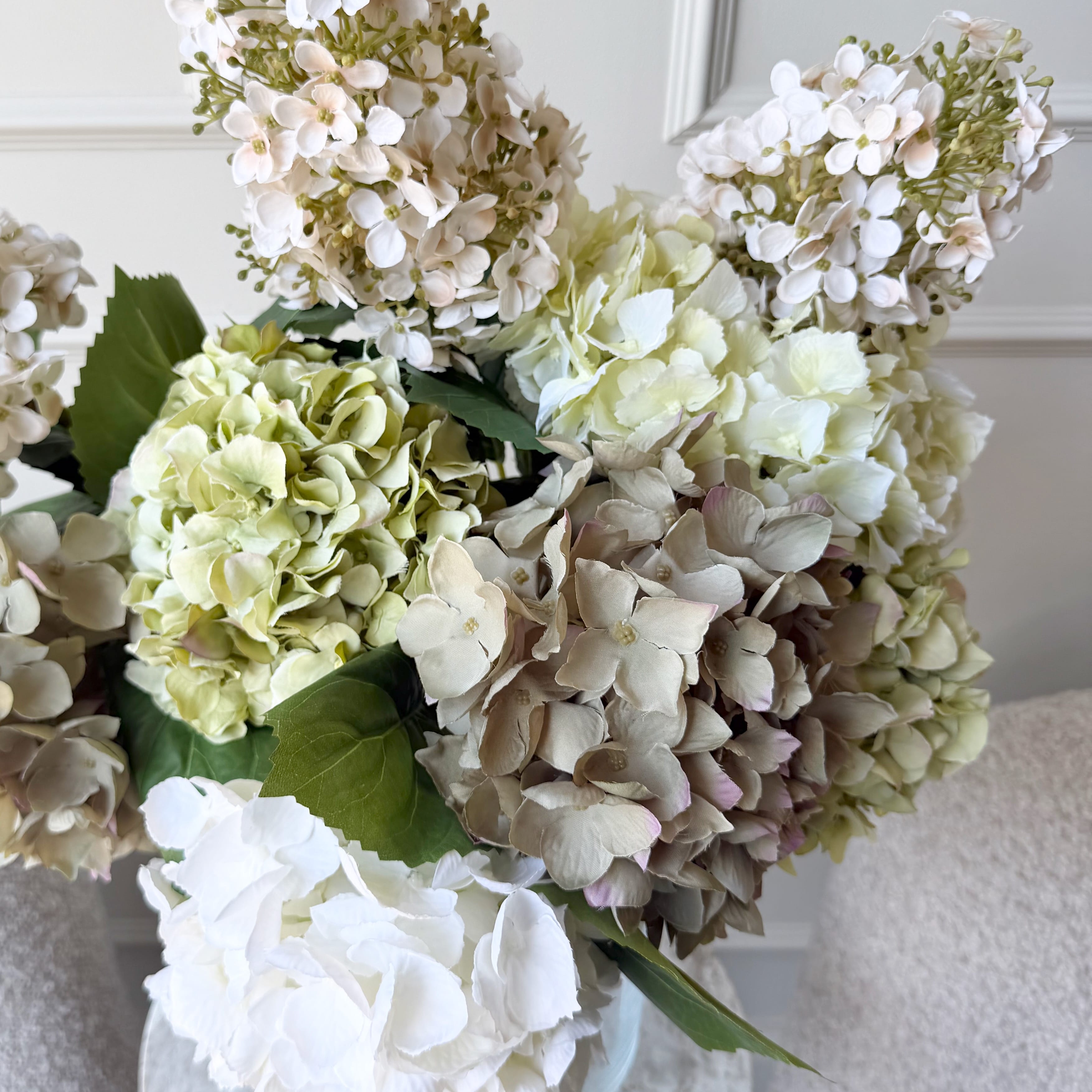 Realistic Mixed Hydrangea Artificial Flower Arrangement by The Faux Flower Company