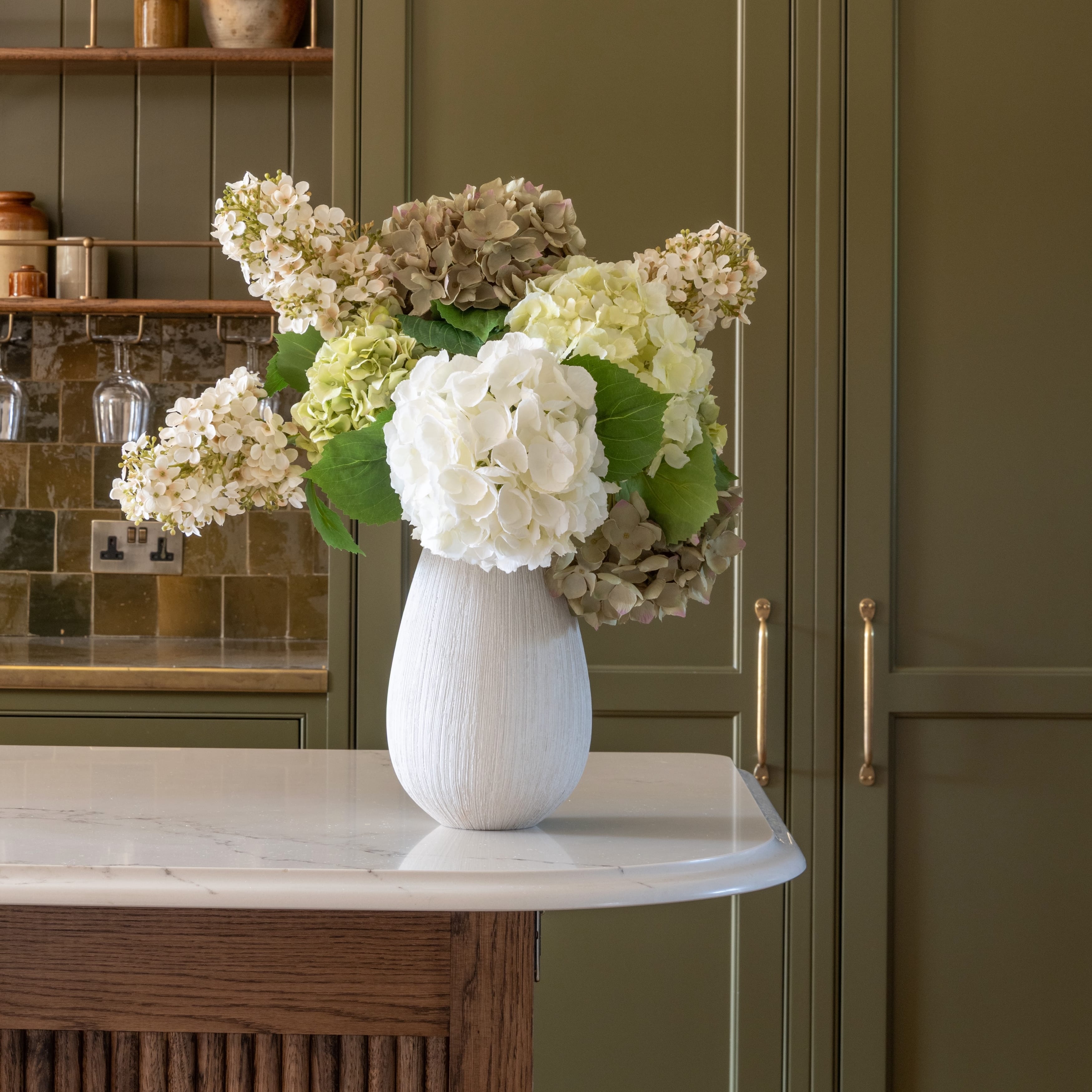 Realistic Mixed Hydrangea Artificial Flower Arrangement by The Faux Flower Company