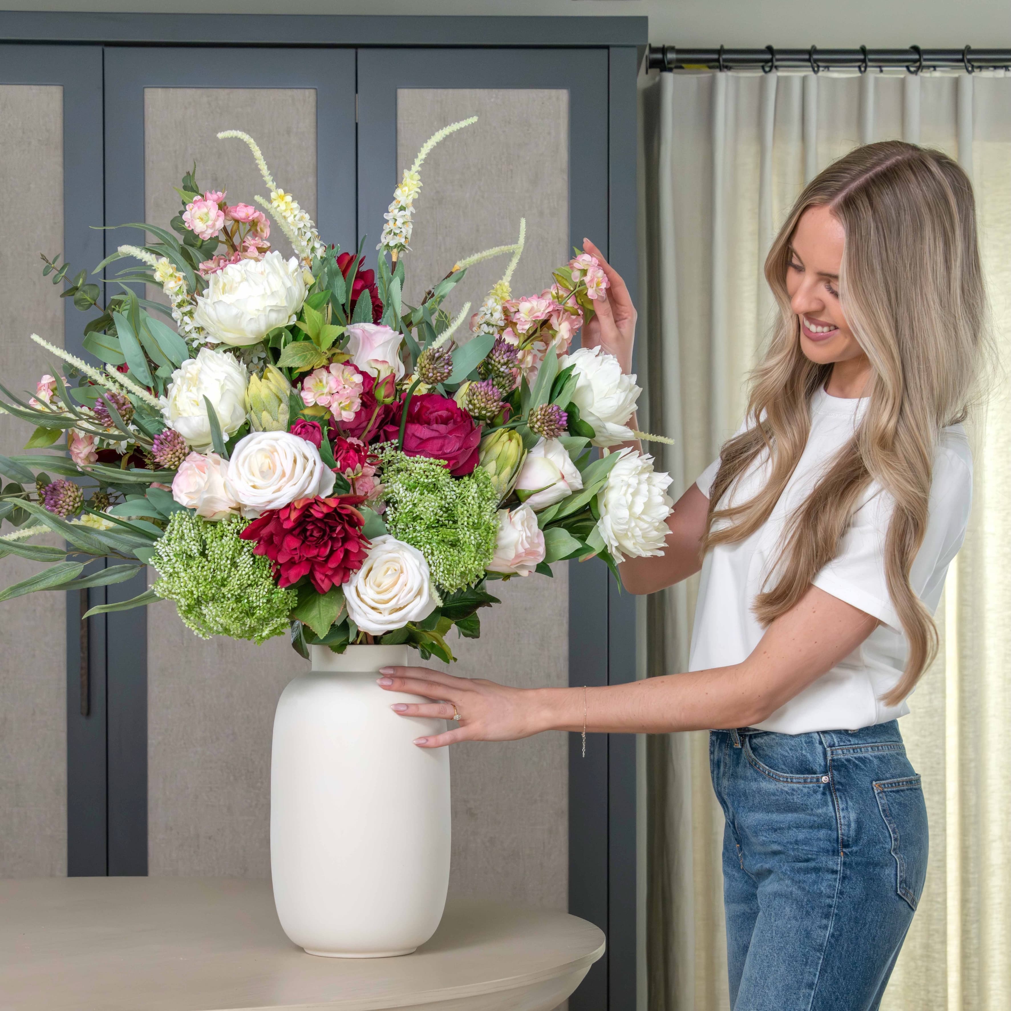 Realistic Mulberry Splendour Artificial Flower Arrangement by The Faux Flower Company