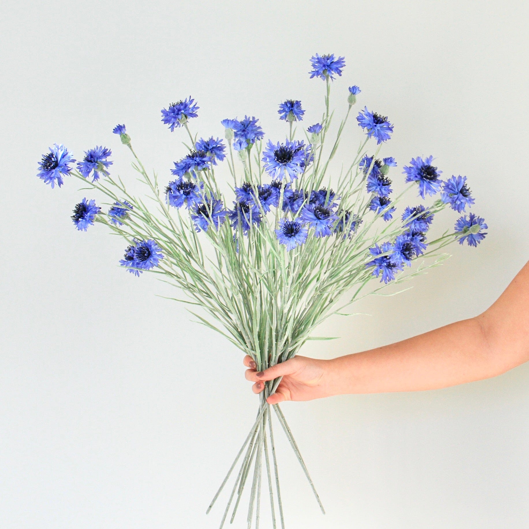 Artificial flowers luxury faux silk Blue Cornflower lifelike realistic faux flowers buy online from Amaranthine Blooms UK