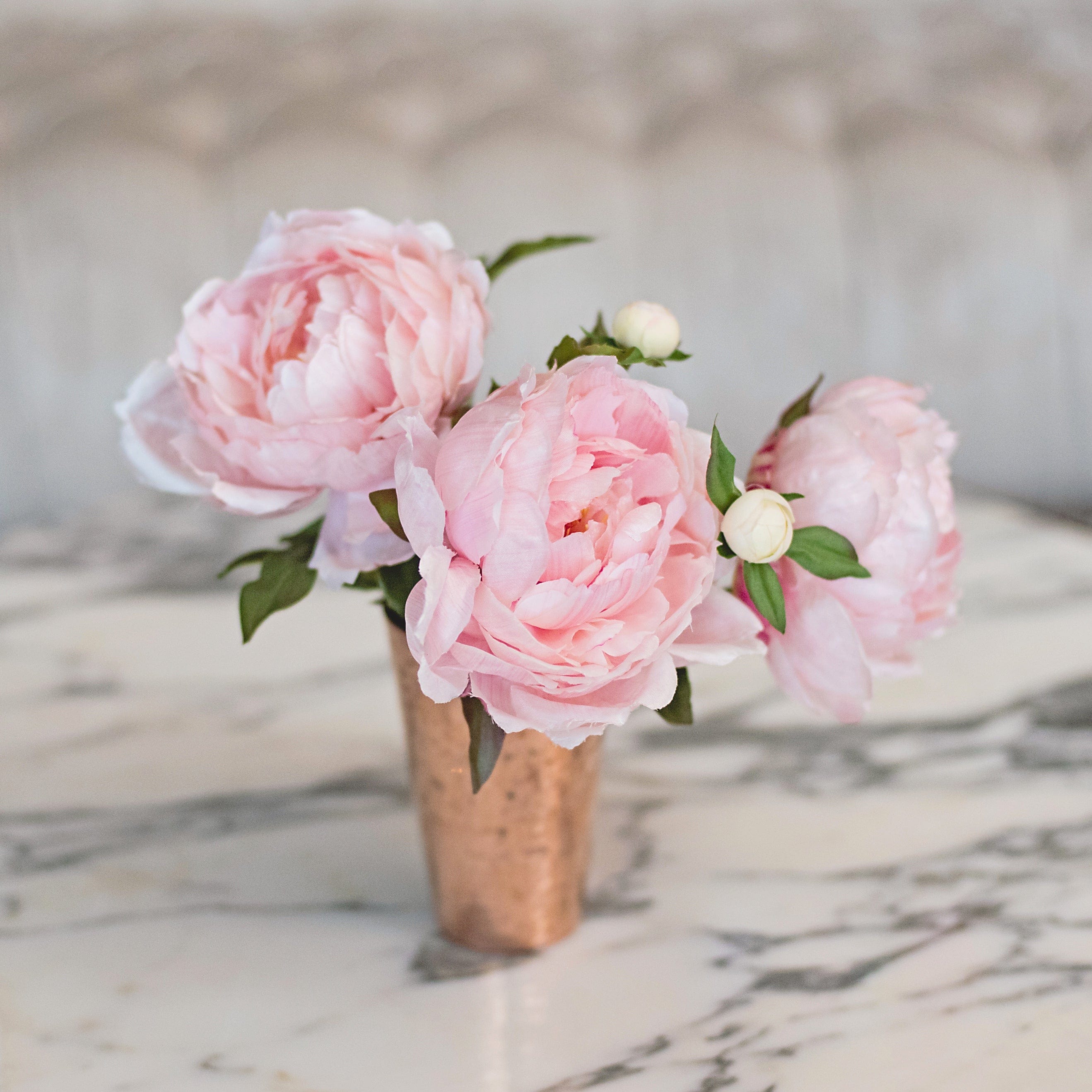 Artificial flowers luxury faux silk pale pink classic peony realistic faux flowers buy online from Amaranthine Blooms UK