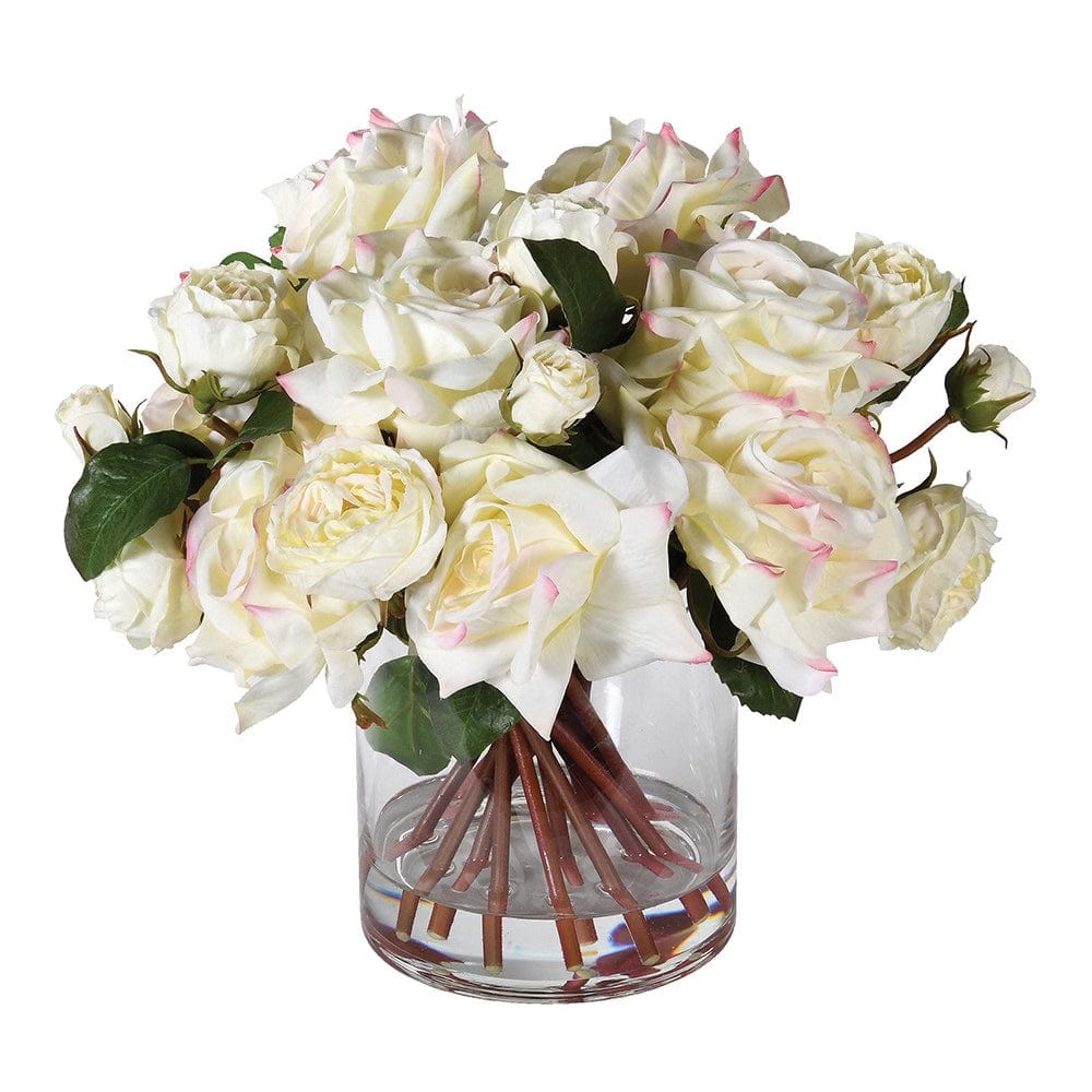 Artificial White Rose Arrangement In Vase