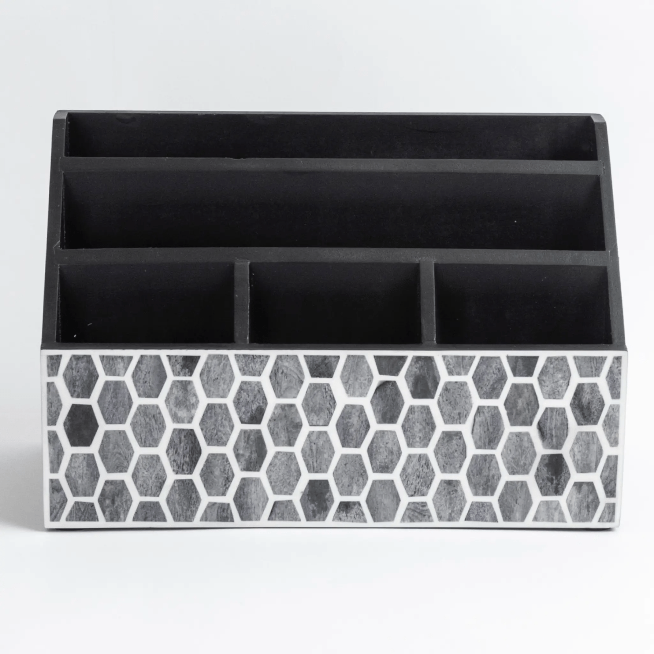 Stylish grey and white bone inlay desk organiser home decor and accessories for your coffee table and dining room grey and white wood bone