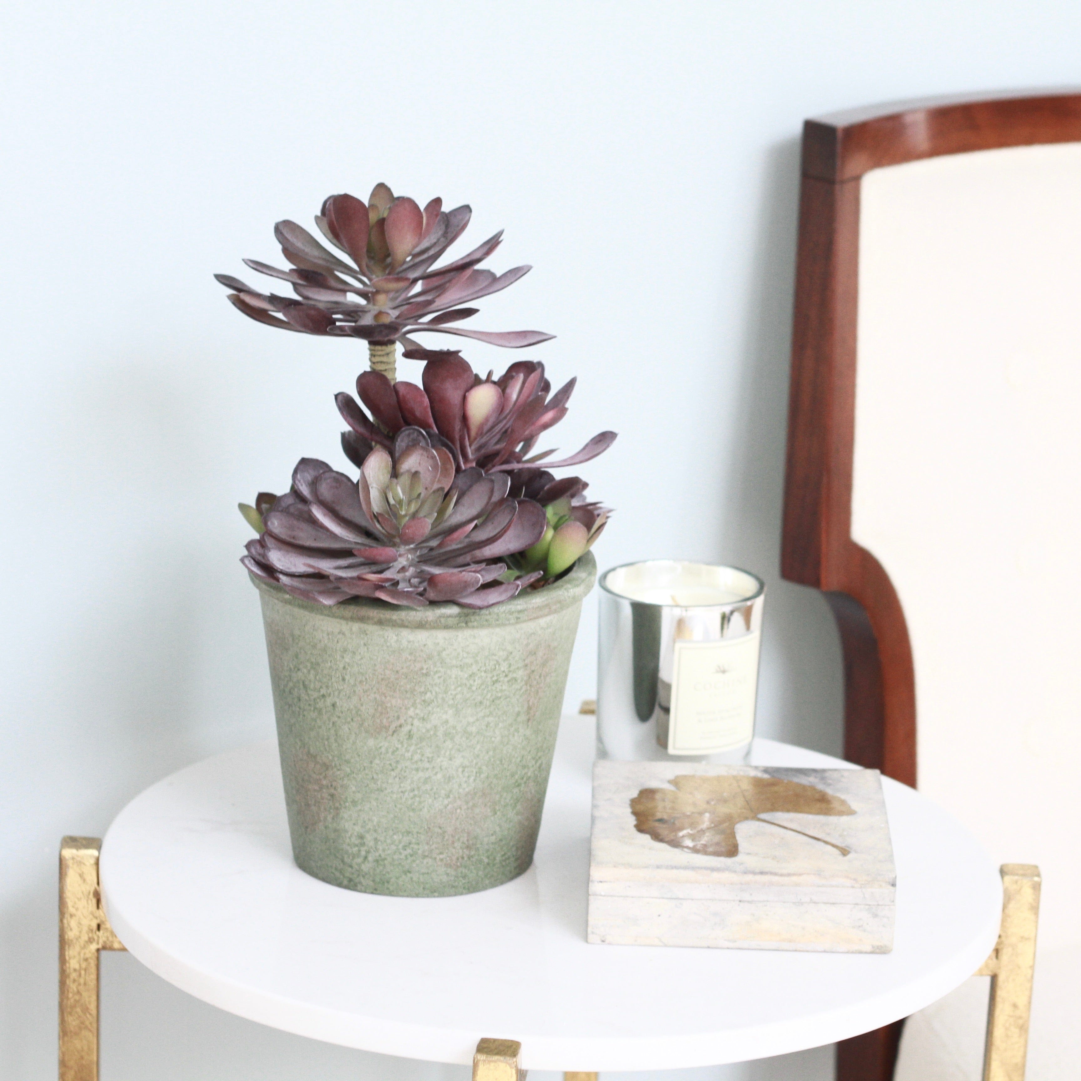 Artificial flowers luxury lifelike faux Artificial Black Succulent Aeonium with Pot realistic silk  Plants buy online from The Faux Flower Company AHCH-1904