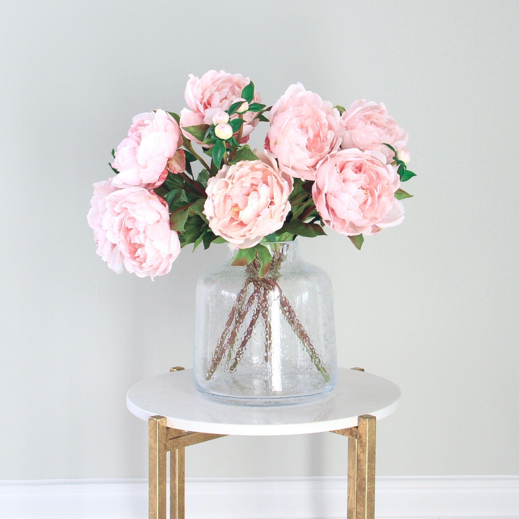 Artificial flowers luxury lifelike faux Artificial Blush Pink Classic Peony realistic silk single stems buy online from The Faux Flower Company