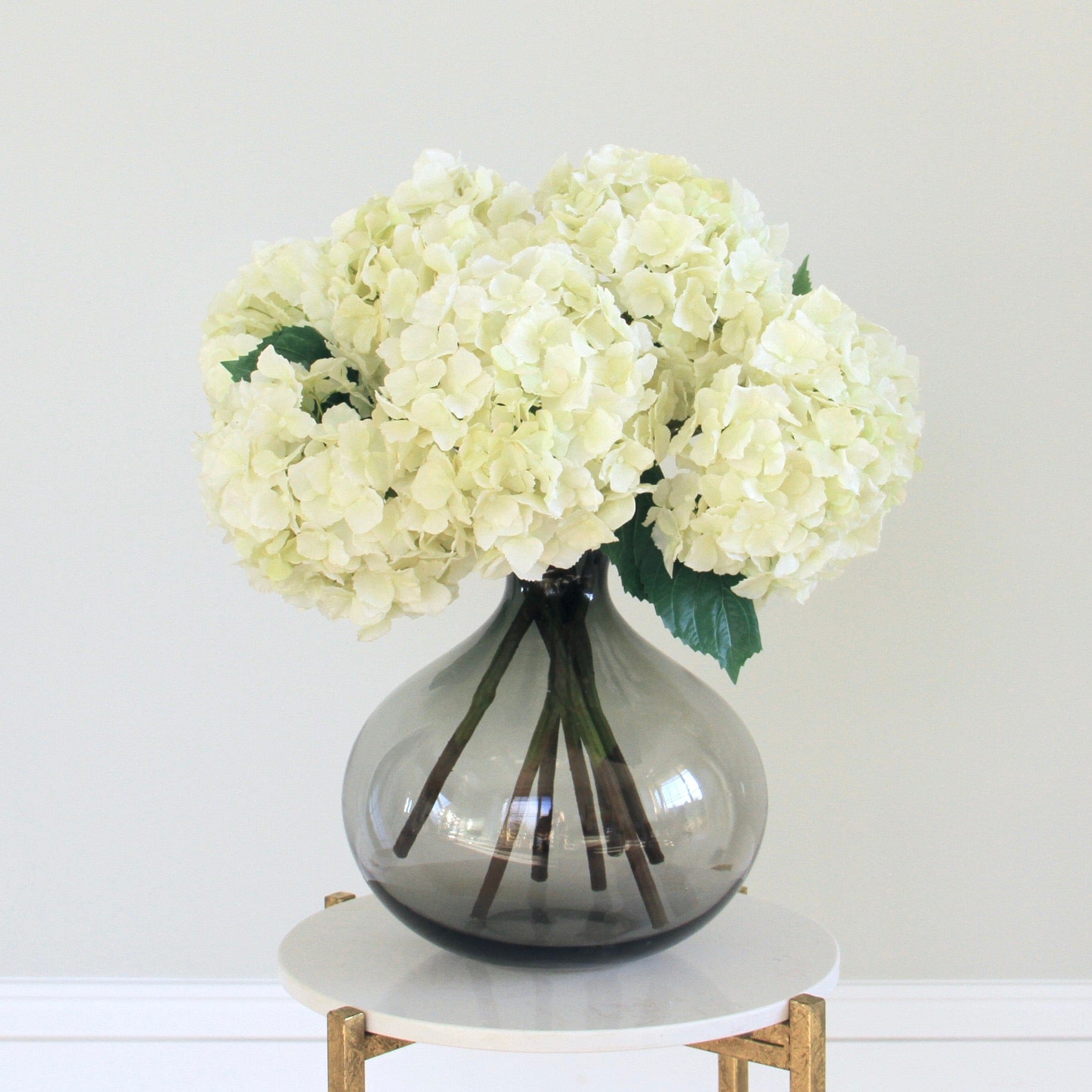 Artificial flowers luxury lifelike faux Artificial Cream Hydrangea Lacecap realistic silk single stems buy online from The Faux Flower Company