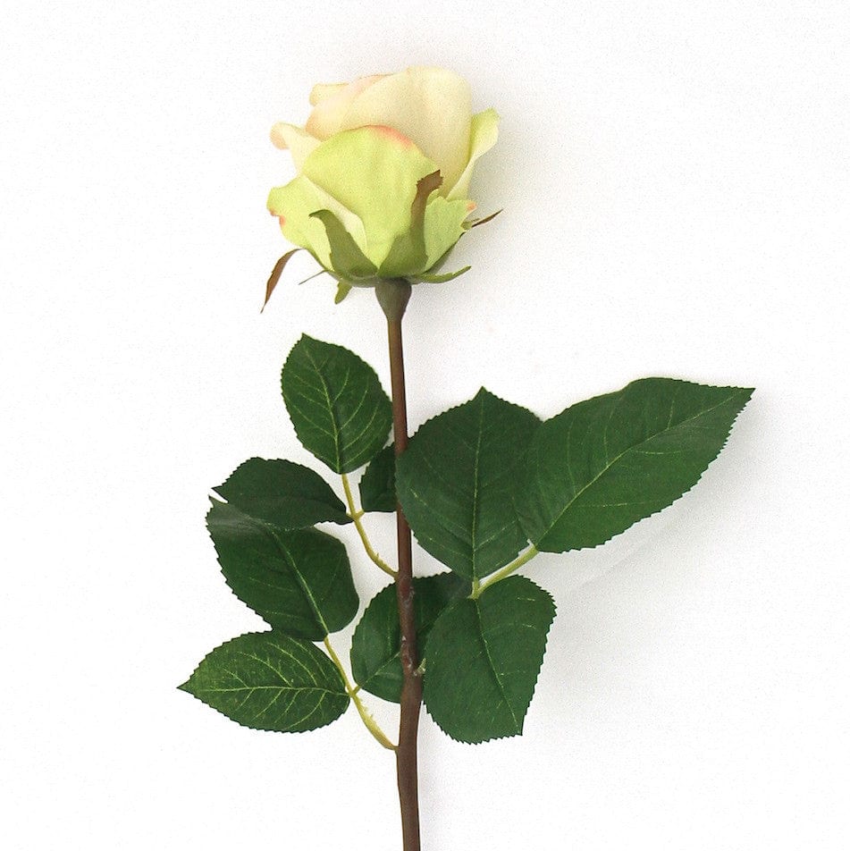 Artificial flowers luxury lifelike faux Artificial Cream Rose Bud realistic silk single stems buy online from The Faux Flower Company