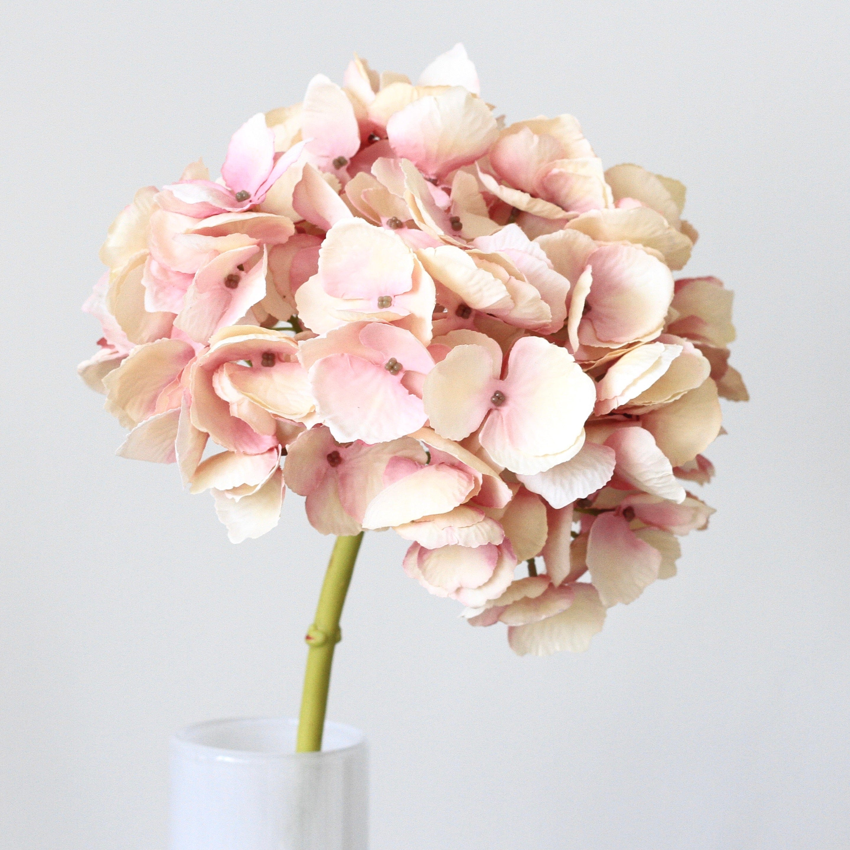 Artificial flowers luxury lifelike faux Artificial Dusky Pink Hydrangea realistic silk single stems buy online from The Faux Flower Company