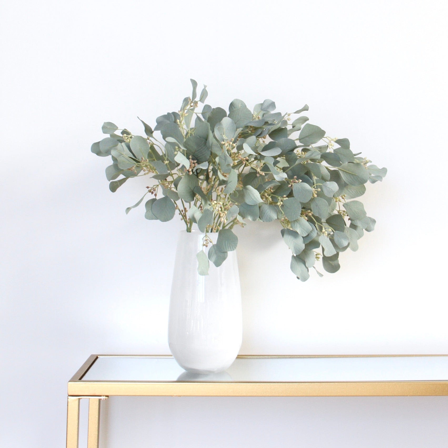 Artificial flowers luxury lifelike faux Artificial Green Eucalyptus & Berries realistic silk single stems buy online from The Faux Flower Company