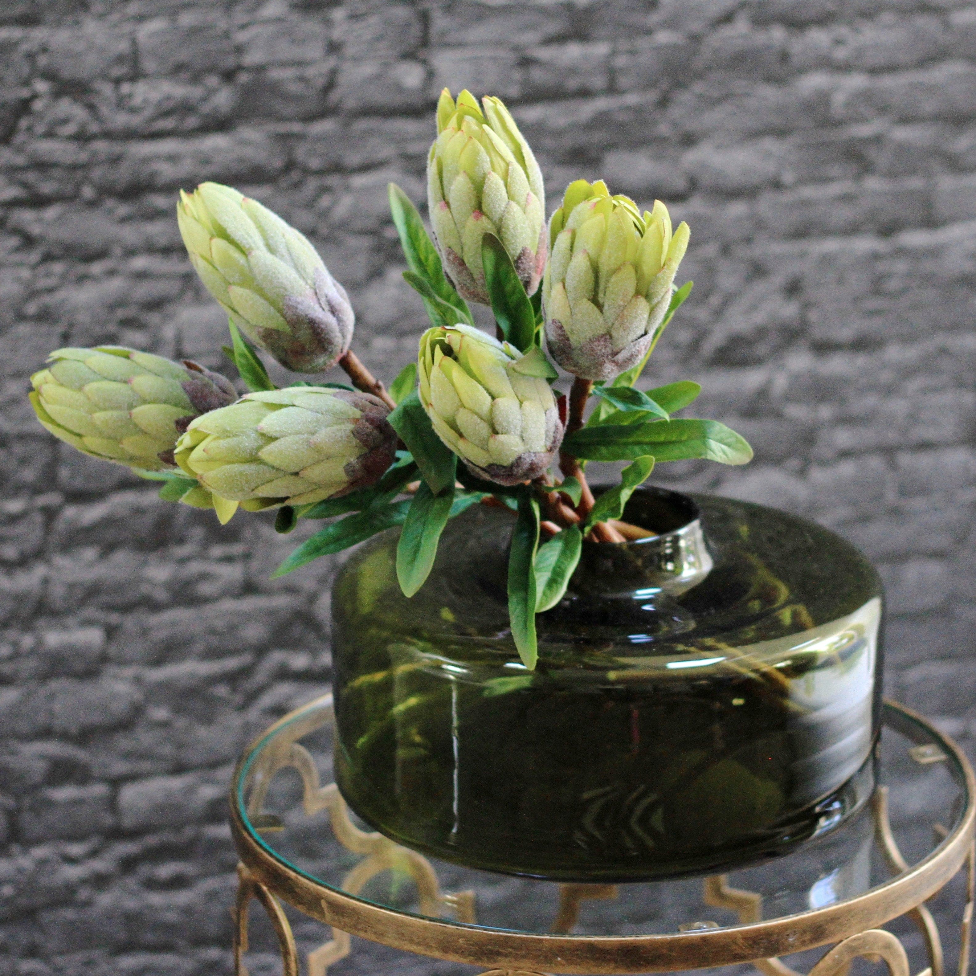 Artificial flowers luxury lifelike faux Artificial Green Protea Stem realistic silk single stems buy online from The Faux Flower Company