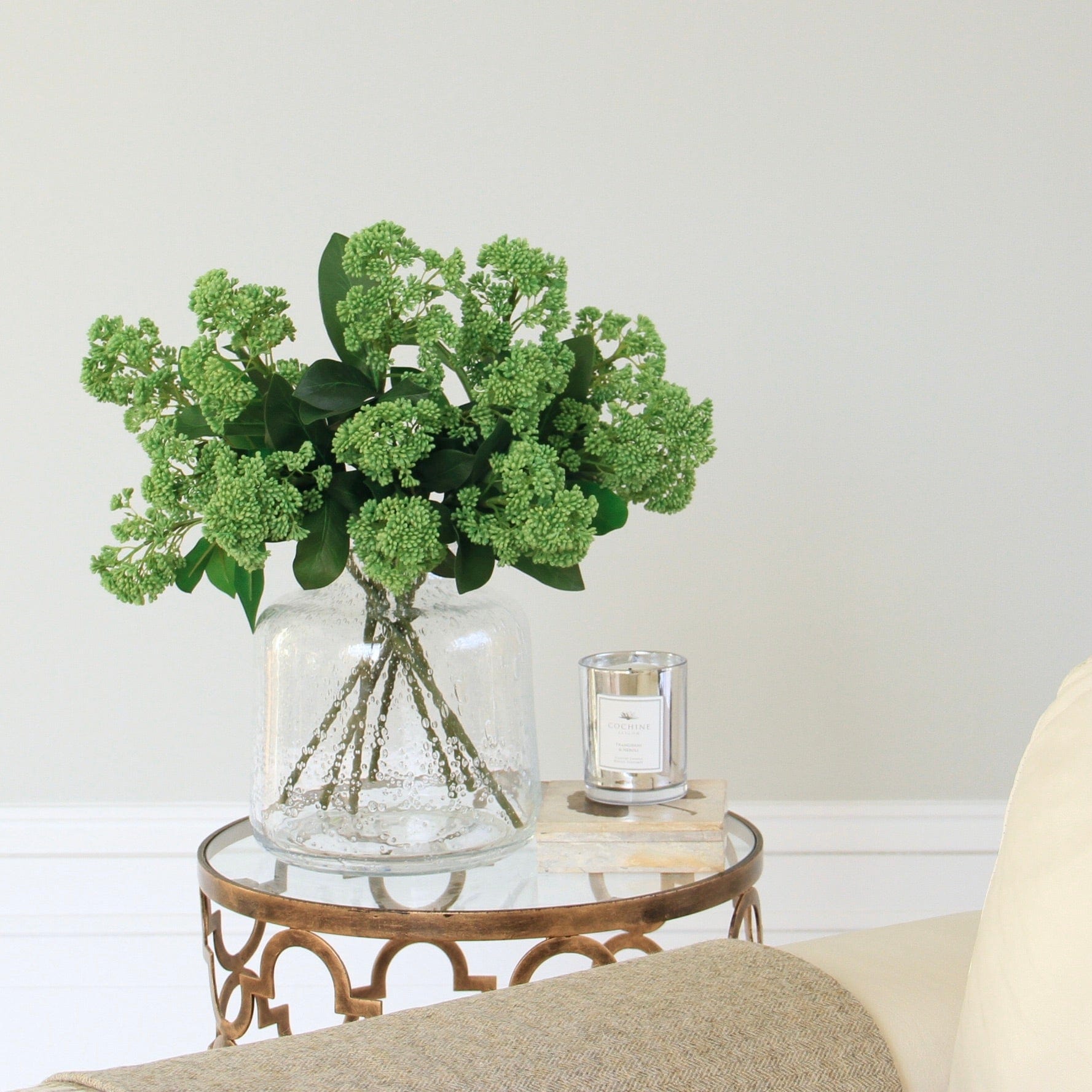 Artificial flowers luxury lifelike faux Artificial Green Skimmia realistic silk  single stems buy online from The Faux Flower Company