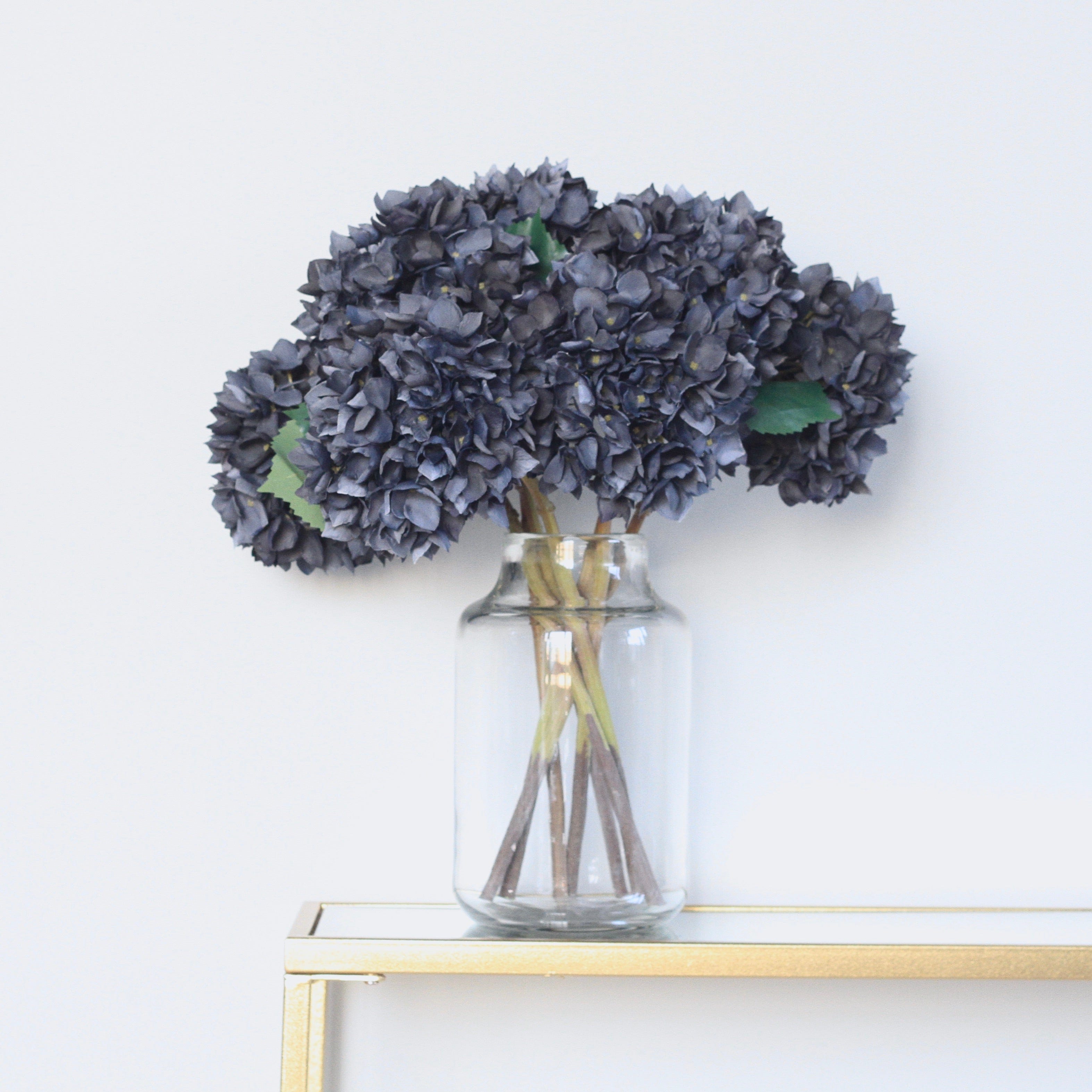 Artificial flowers luxury lifelike faux Artificial Navy Blue Hydrangea realistic silk single stems buy online from The Faux Flower Company