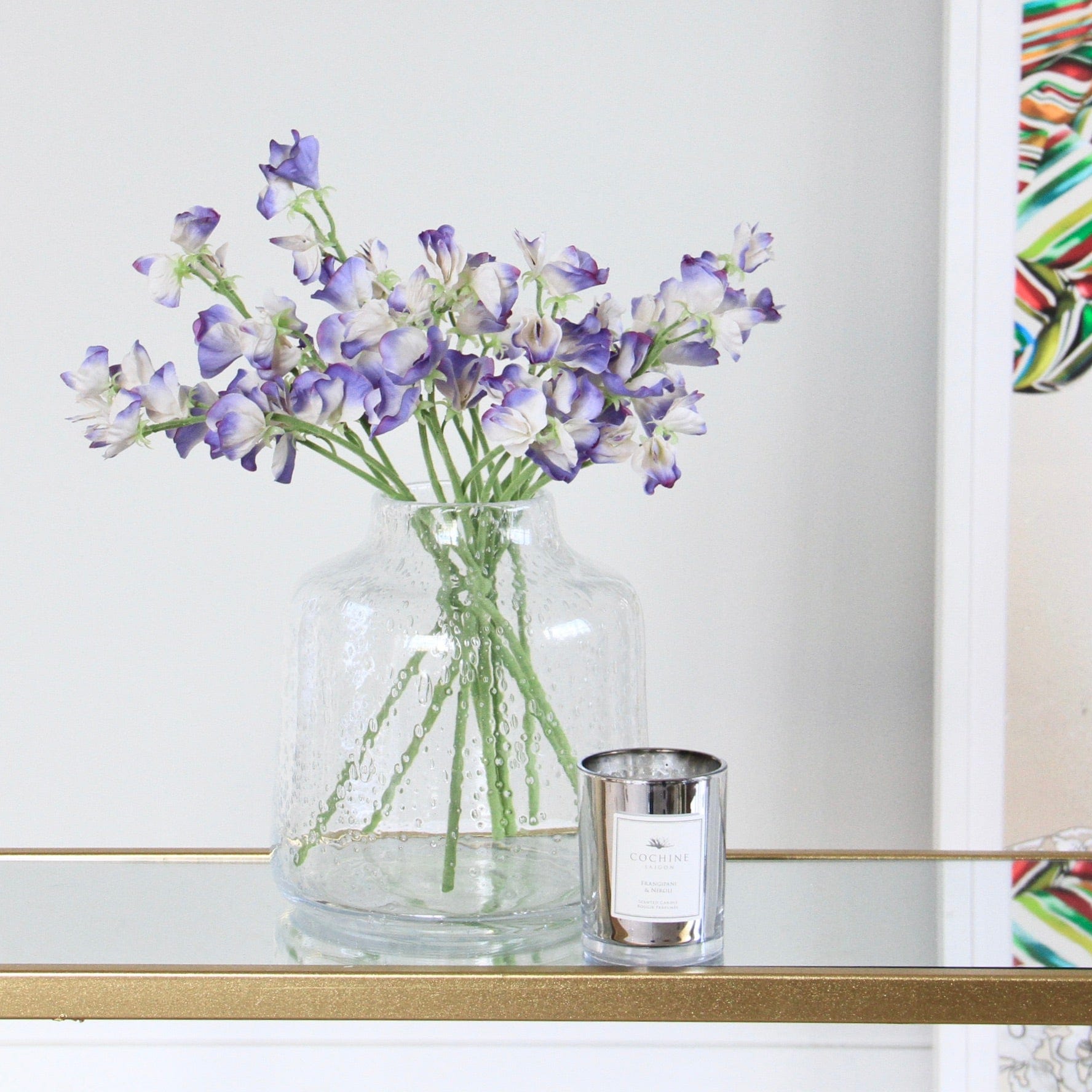 Artificial flowers luxury lifelike faux Artificial Small Blue Sweet Pea realistic silk single stems buy online from The Faux Flower Company