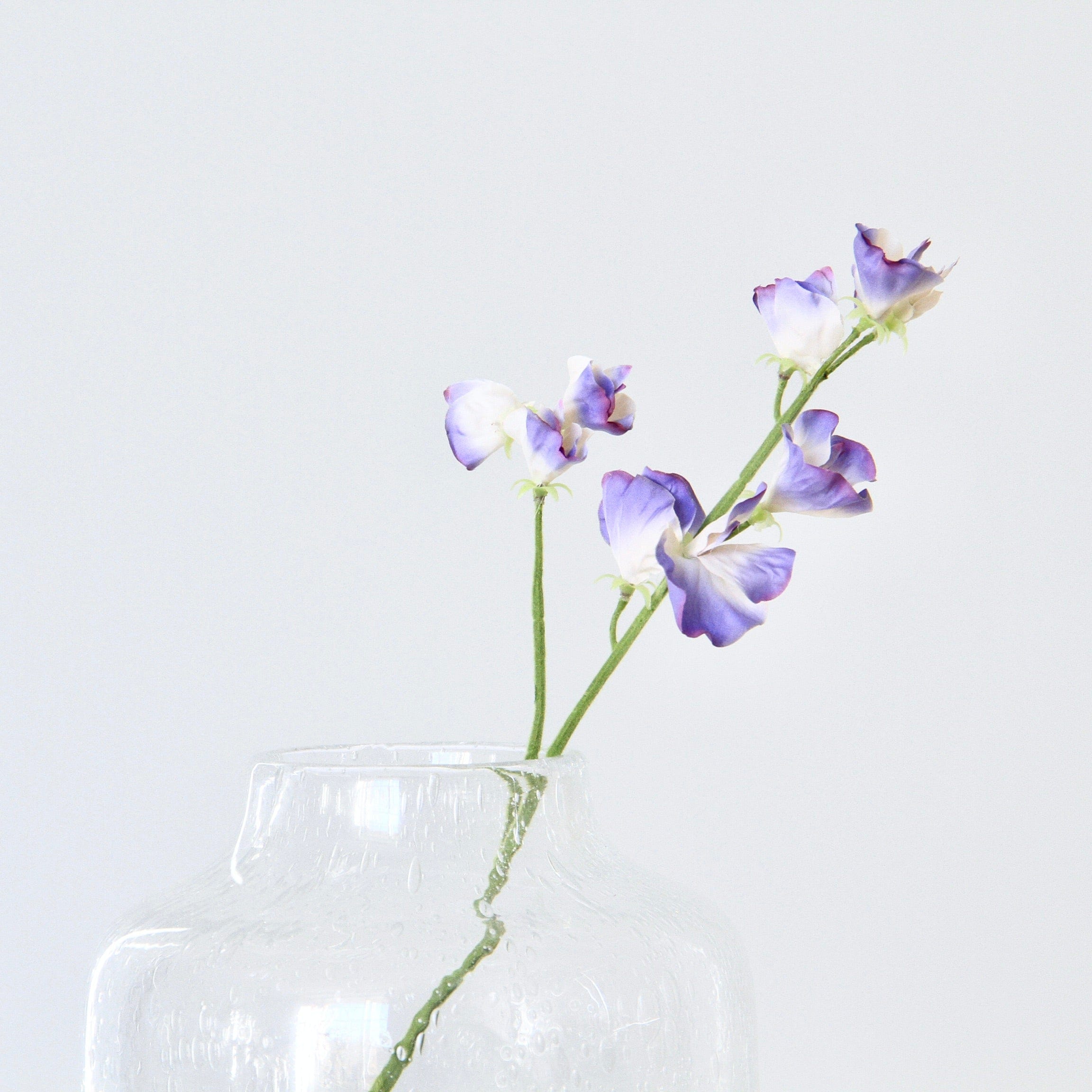 Artificial flowers luxury lifelike faux Artificial Small Blue Sweet Pea realistic silk single stems buy online from The Faux Flower Company