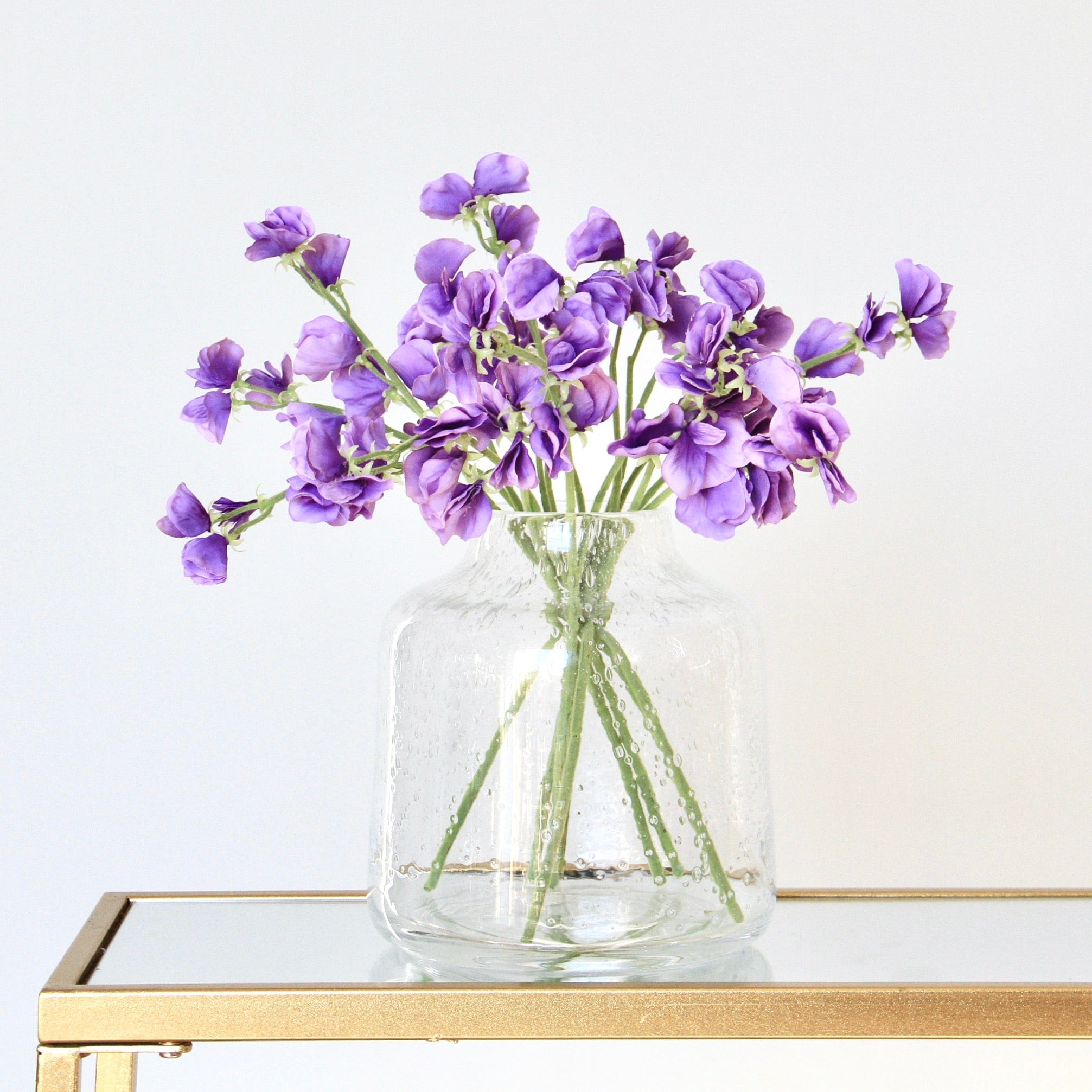 Artificial flowers luxury lifelike faux Artificial Small Dark Purple Sweet Pea realistic silk single stems buy online from The Faux Flower Company