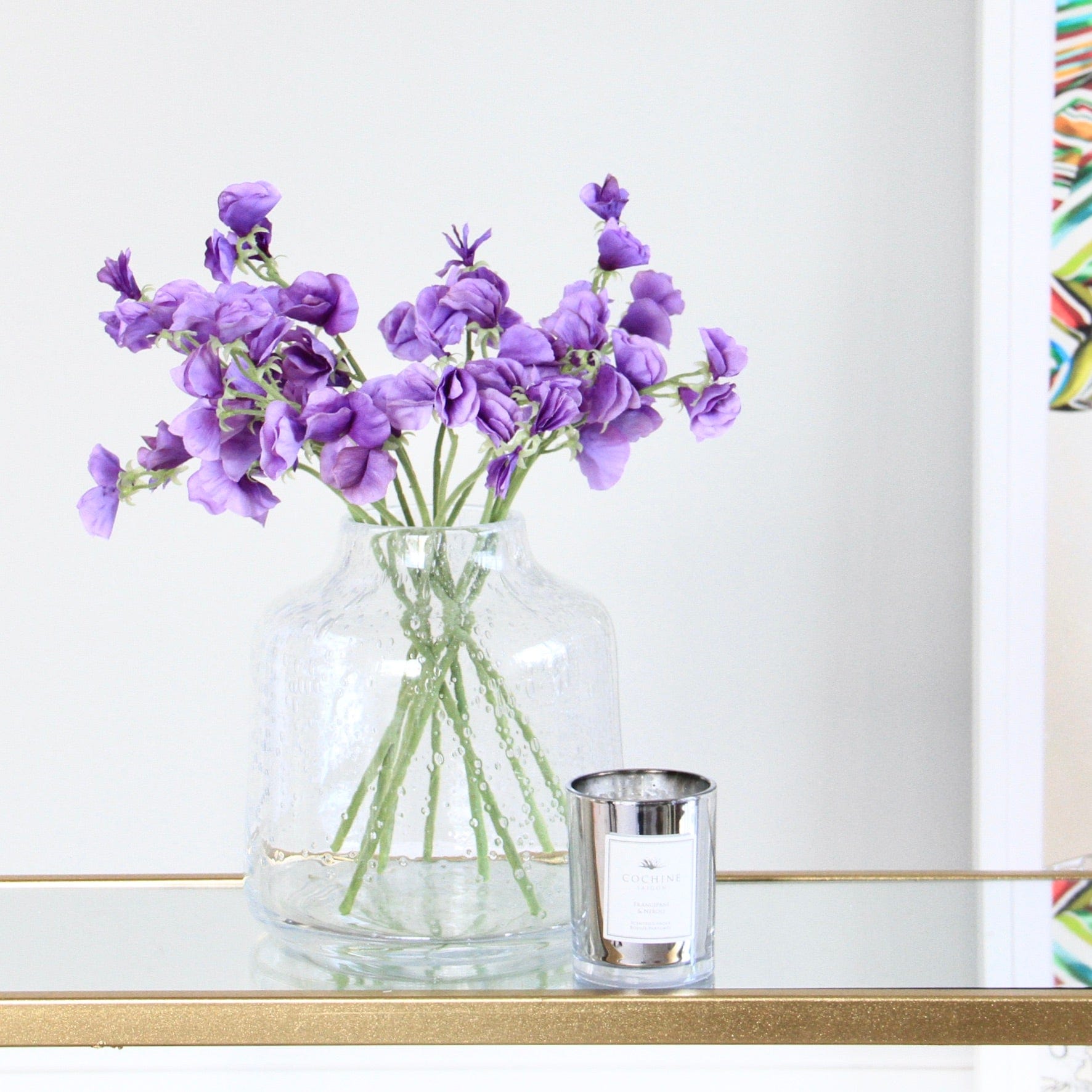 Artificial flowers luxury lifelike faux Artificial Small Dark Purple Sweet Pea realistic silk single stems buy online from The Faux Flower Company