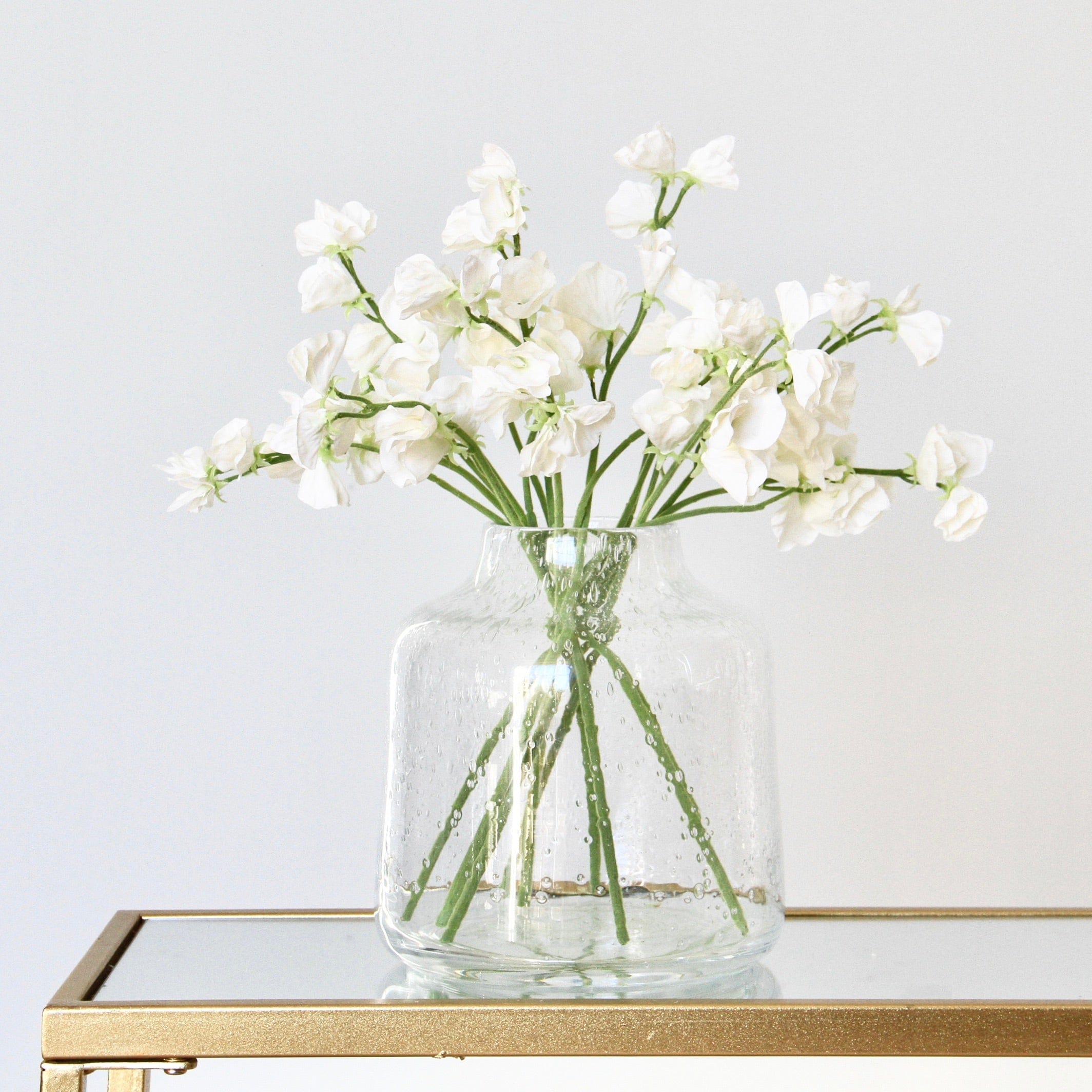 Artificial flowers luxury lifelike faux Artificial Small White Sweet Pea realistic silk single stems buy online from The Faux Flower Company