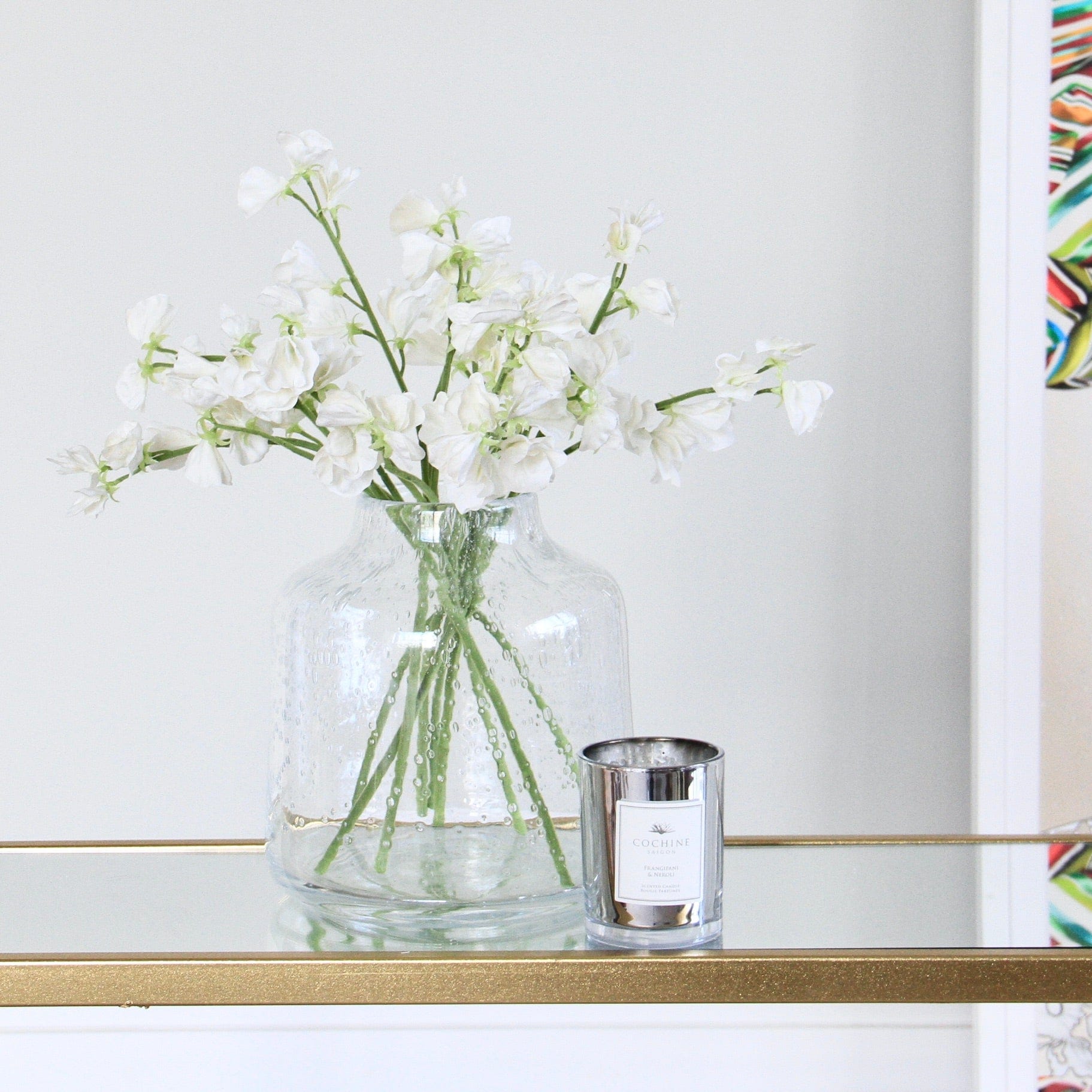 Artificial flowers luxury lifelike faux Artificial Small White Sweet Pea realistic silk single stems buy online from The Faux Flower Company