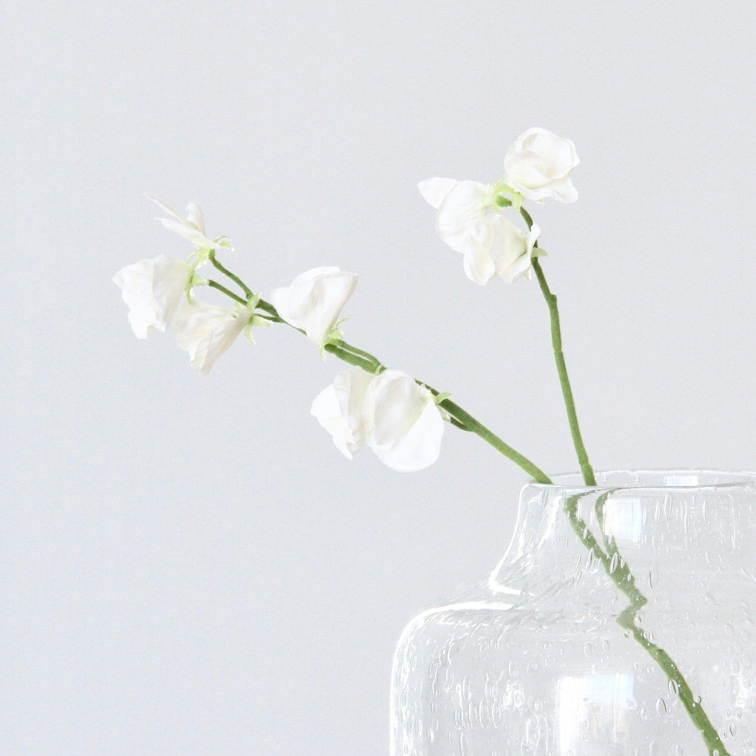 Artificial flowers luxury lifelike faux Artificial Small White Sweet Pea realistic silk single stems buy online from The Faux Flower Company