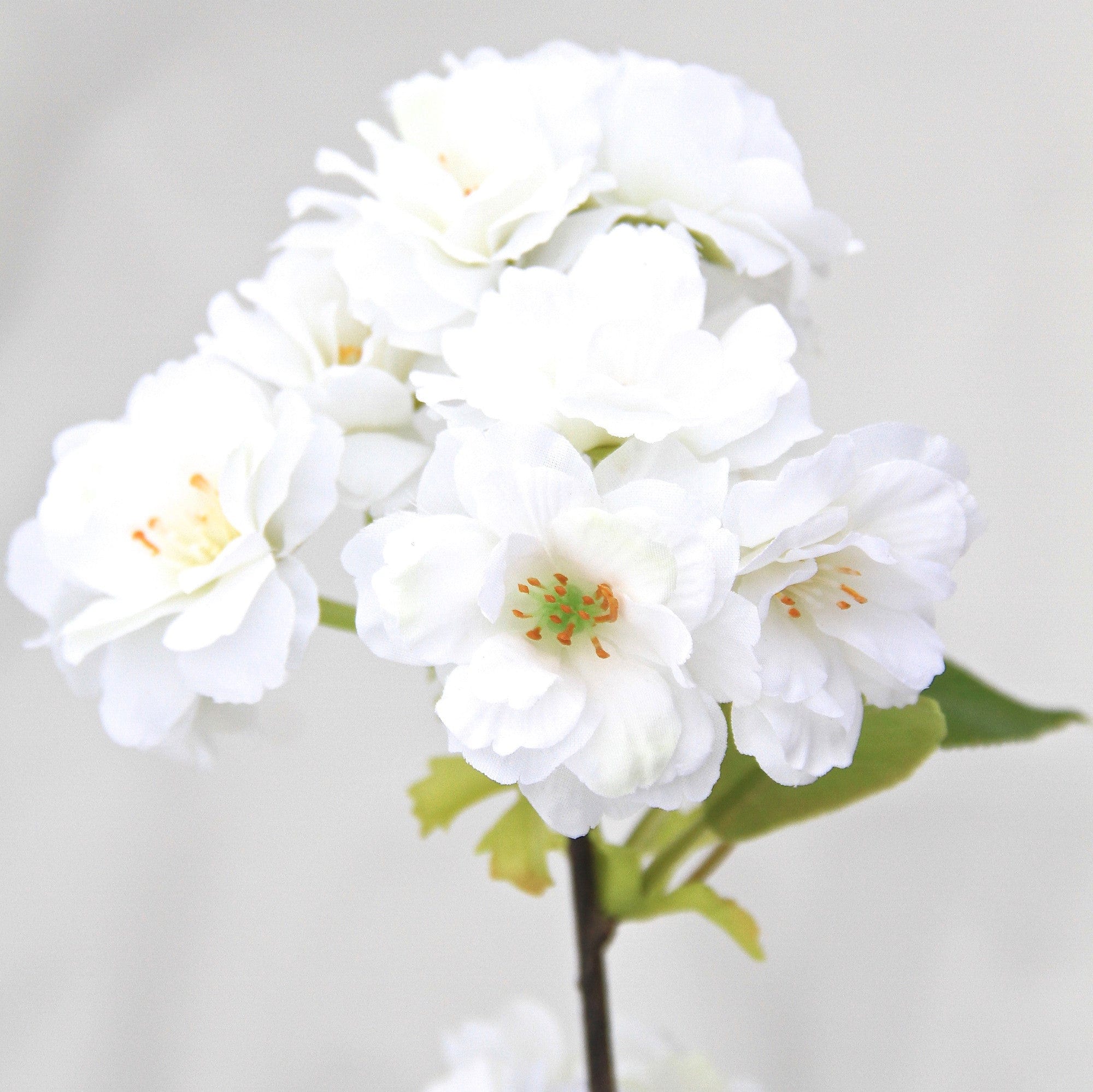 Artificial flowers luxury lifelike faux Artificial White Cherry Blossom realistic silk single stems buy online from The Faux Flower Company ABX5043WH