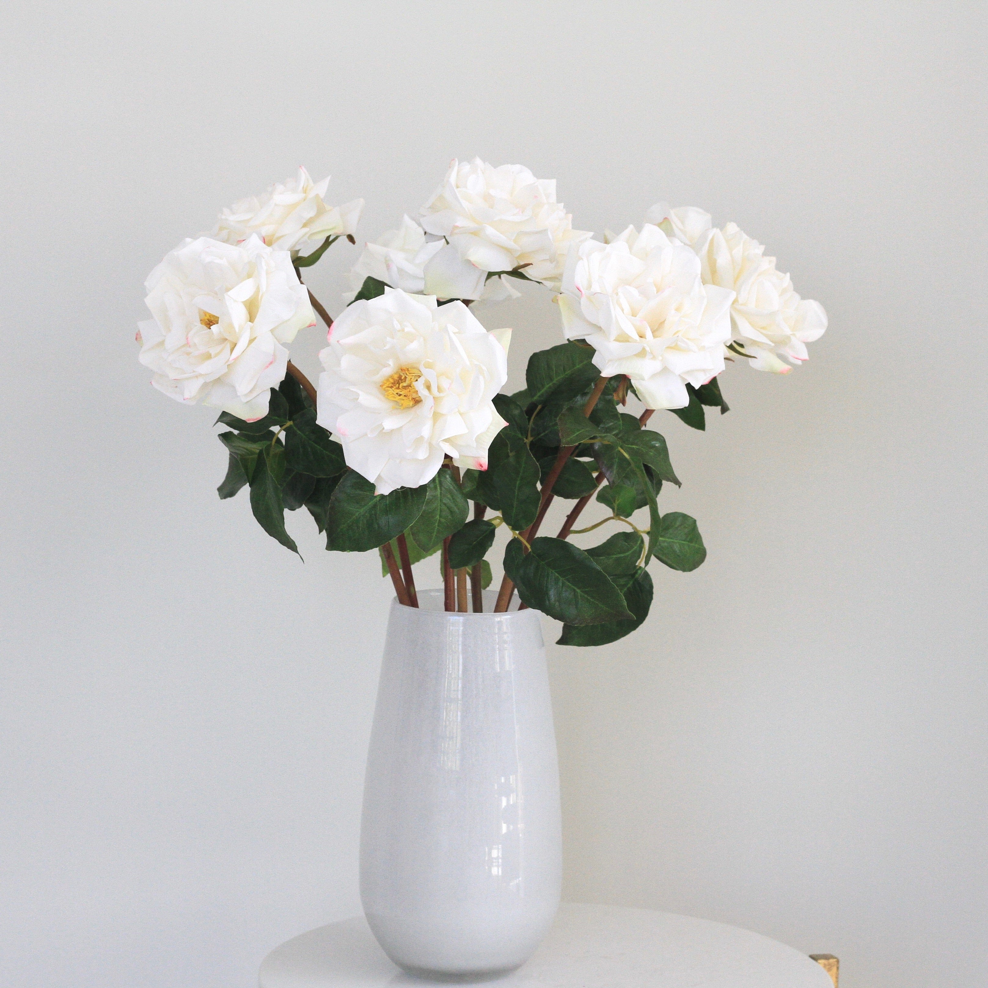 Artificial flowers luxury lifelike faux Artificial White Garden Rose realistic silk single stems buy online from The Faux Flower Company