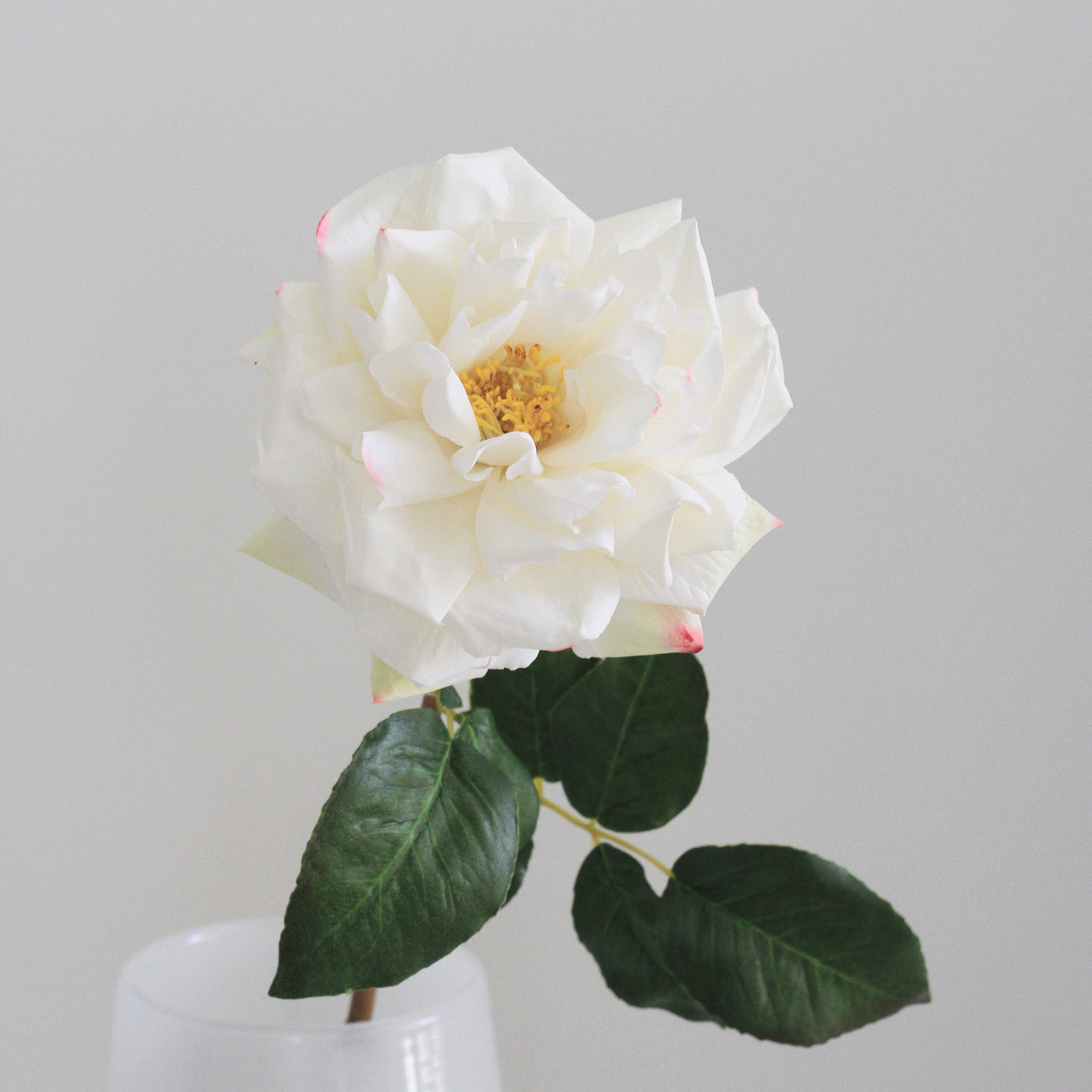 Artificial flowers luxury lifelike faux Artificial White Garden Rose realistic silk single stems buy online from The Faux Flower Company