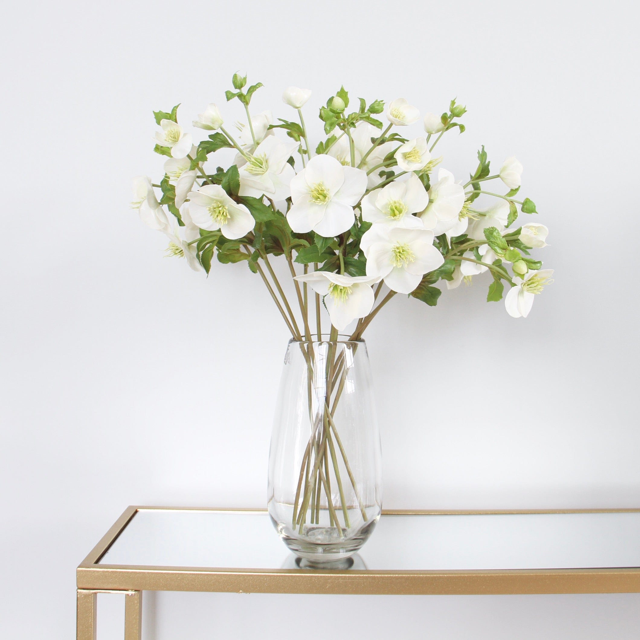 Artificial flowers luxury lifelike faux Artificial White & Green Hellebore realistic silk single stems buy online from The Faux Flower Company