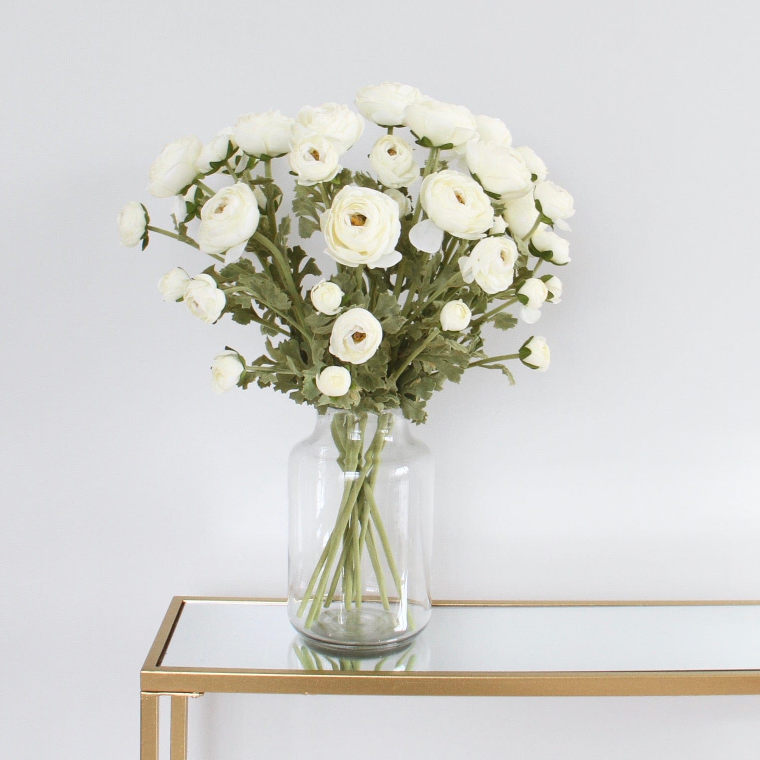 Artificial flowers luxury lifelike faux Artificial White Ranunculus Spray realistic silk single stems buy online from The Faux Flower Company