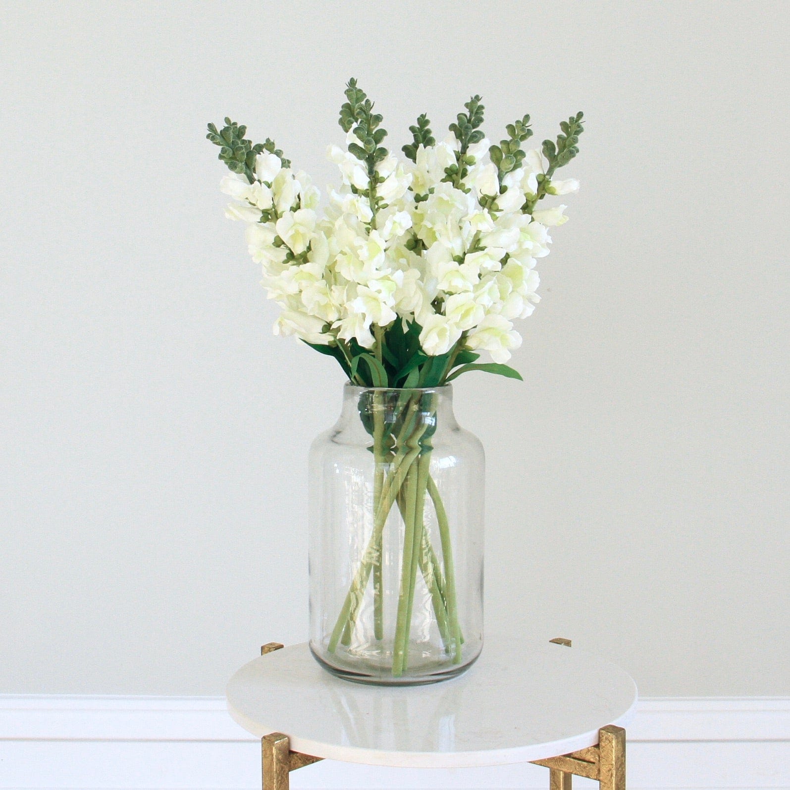 Artificial flowers luxury lifelike faux Artificial White Snapdragon realistic silk single stems buy online from The Faux Flower Company