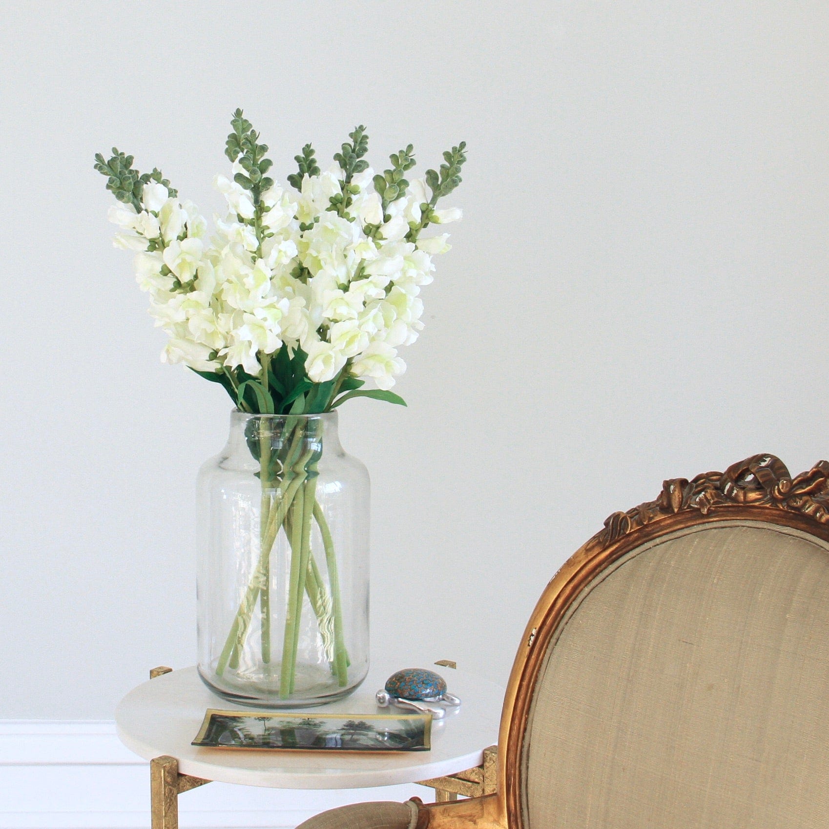 Artificial flowers luxury lifelike faux Artificial White Snapdragon realistic silk single stems buy online from The Faux Flower Company