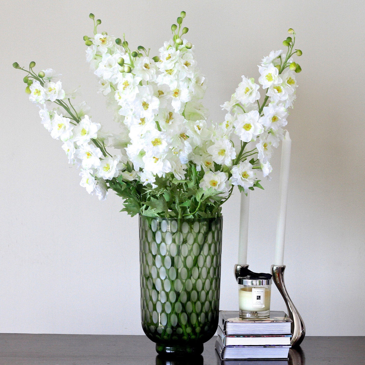 Realistic Artificial White Tall Delphinium ABX2338WH by The Faux Flower Company