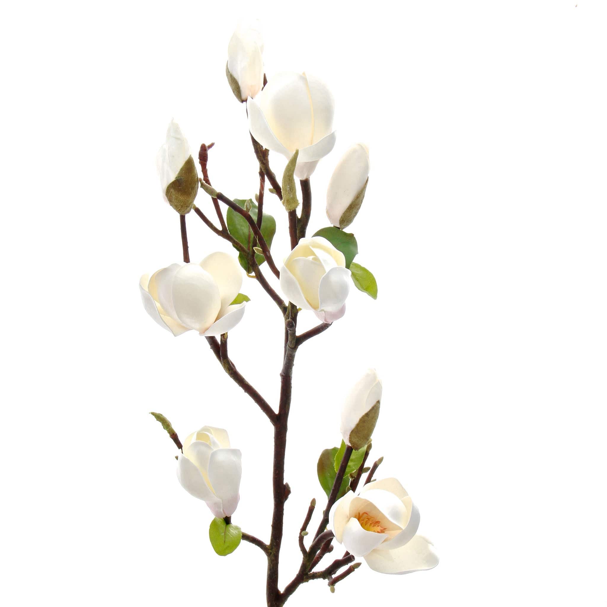 Artificial flowers luxury lifelike faux Artificial White Tall Magnolia realistic silk single stems buy online from The Faux Flower Company