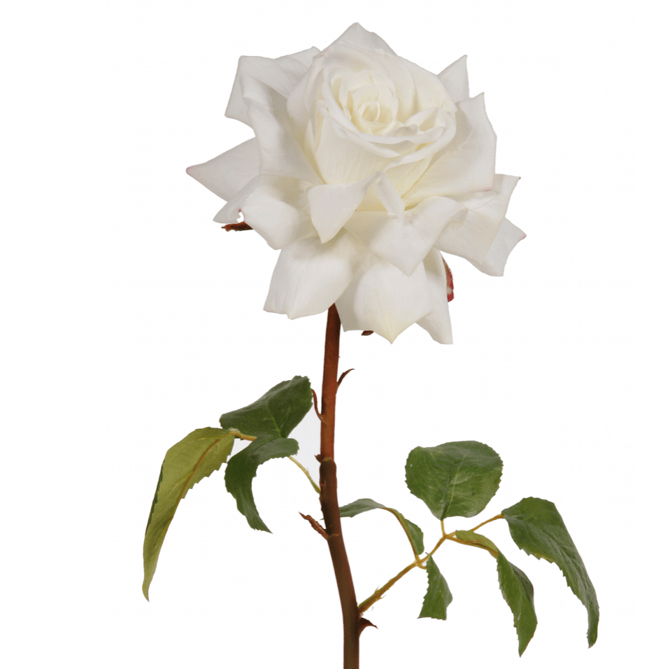 Artificial flowers luxury lifelike faux Artificial White Tea Rose realistic silk single stems buy online from The Faux Flower Company