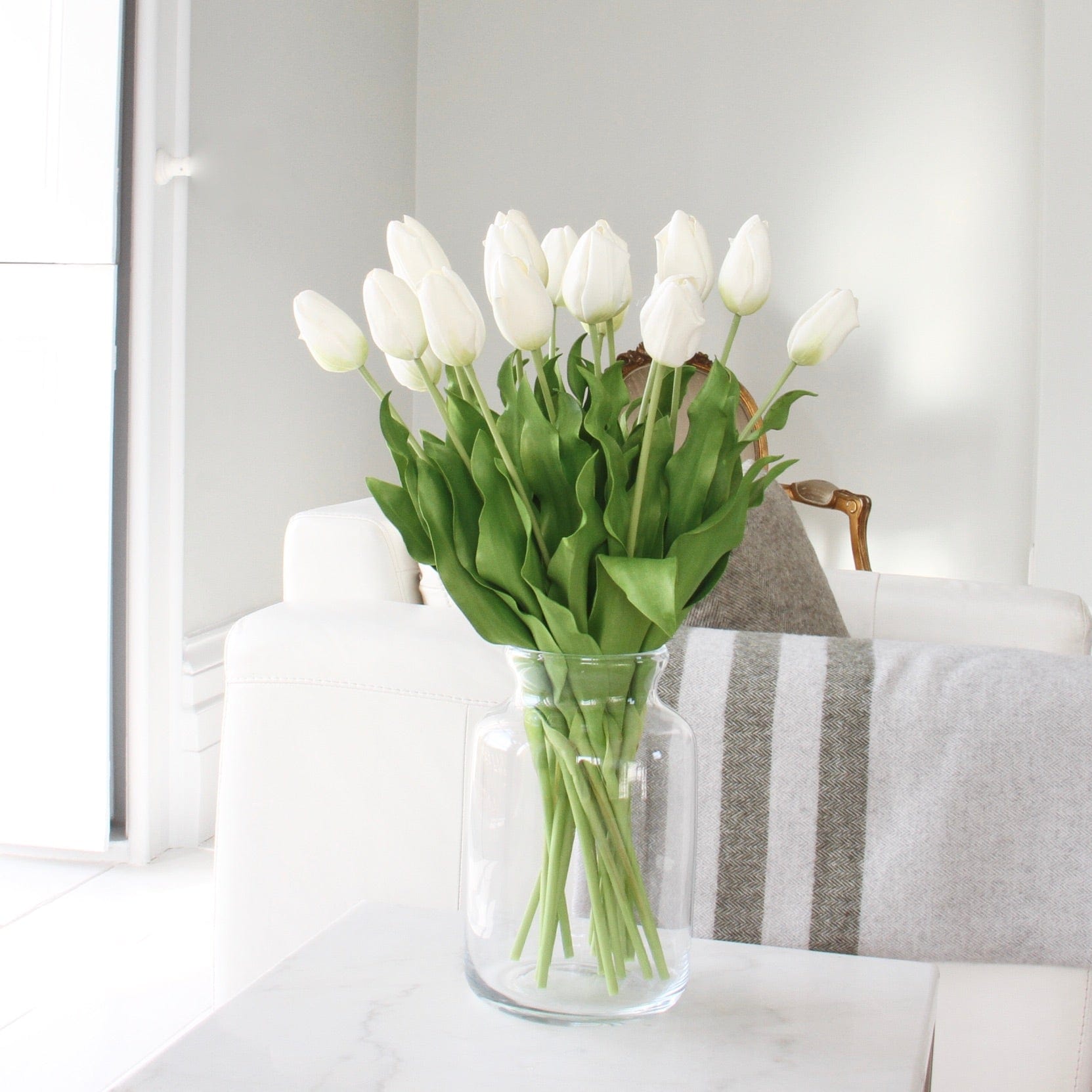 Artificial flowers luxury lifelike faux Artificial White Tulip realistic silk single stems buy online from The Faux Flower Company