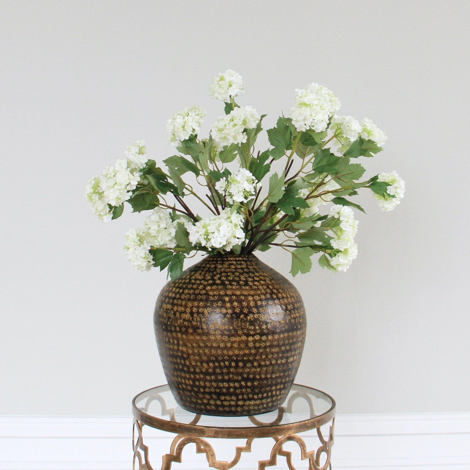 Artificial flowers luxury lifelike faux Artificial White Viburnum realistic silk single stems buy online from The Faux Flower Company