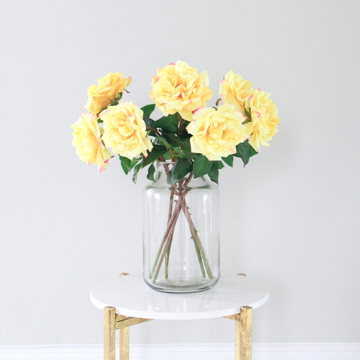 Realistic Artificial Yellow Garden Rose ABY3108YL by The Faux Flower Company
