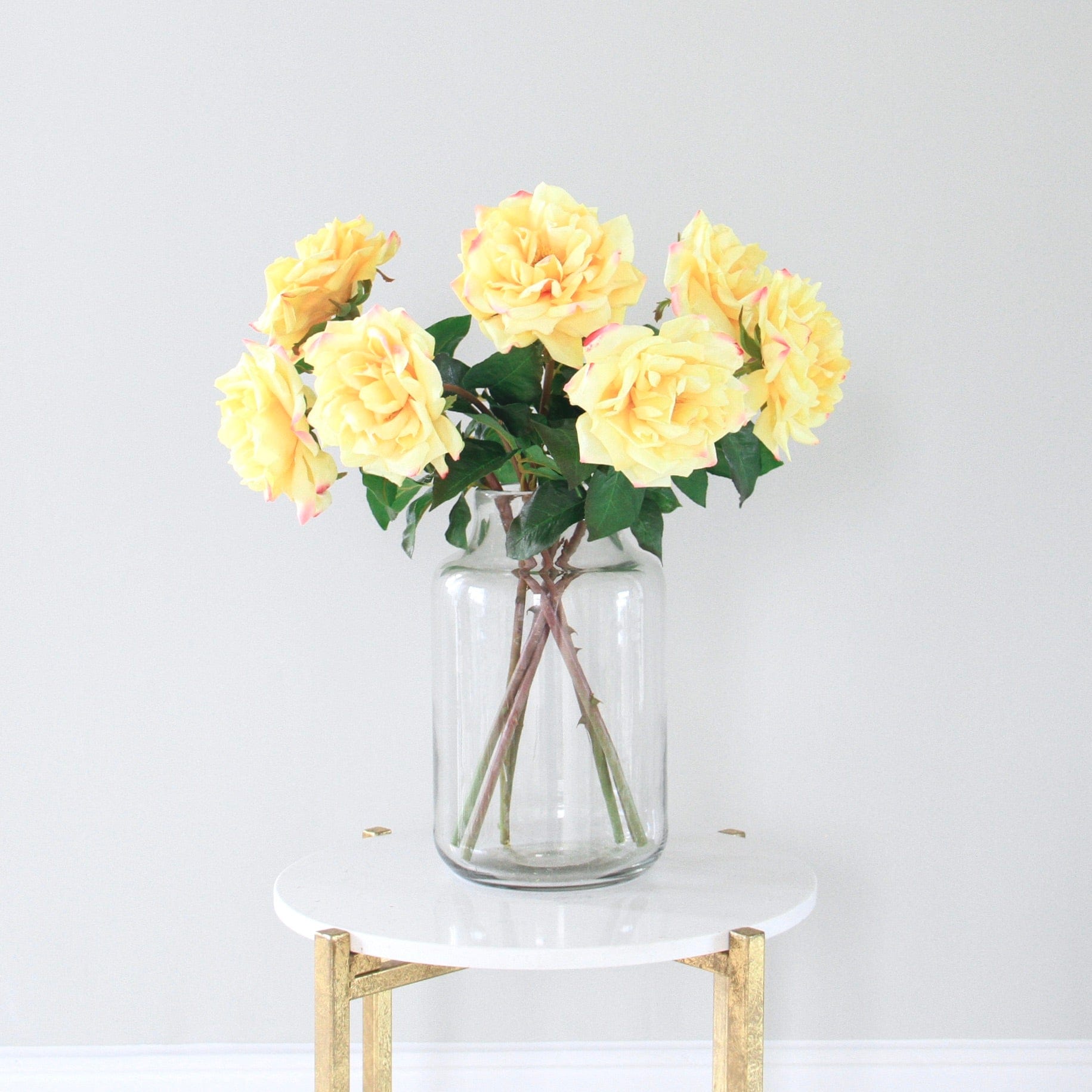 Artificial flowers luxury lifelike faux Artificial Yellow Garden Rose realistic silk single stems buy online from The Faux Flower Company