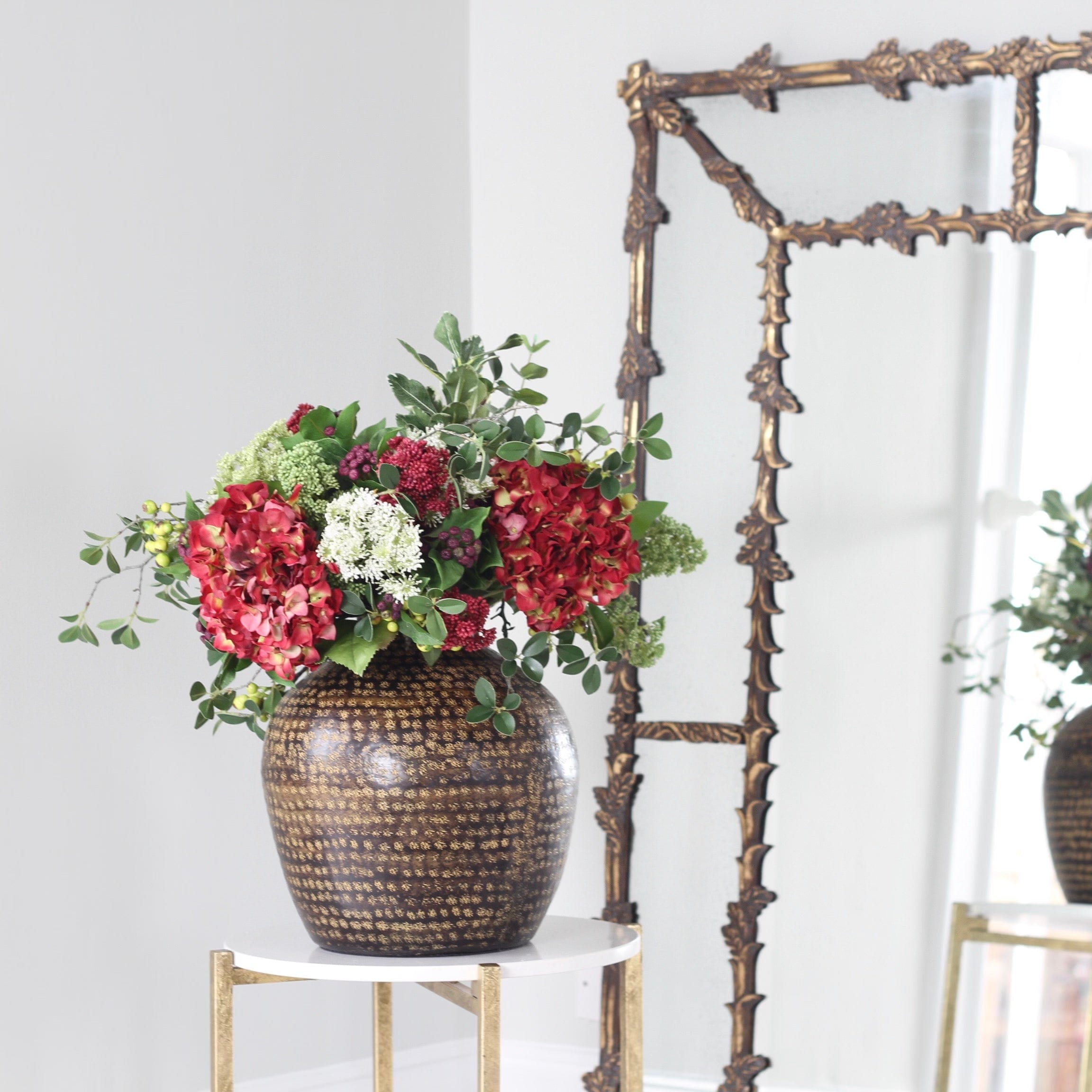 Artificial flowers luxury lifelike faux Brass Marla Vase realistic silk Vases buy online from The Faux Flower Company AHCH-118