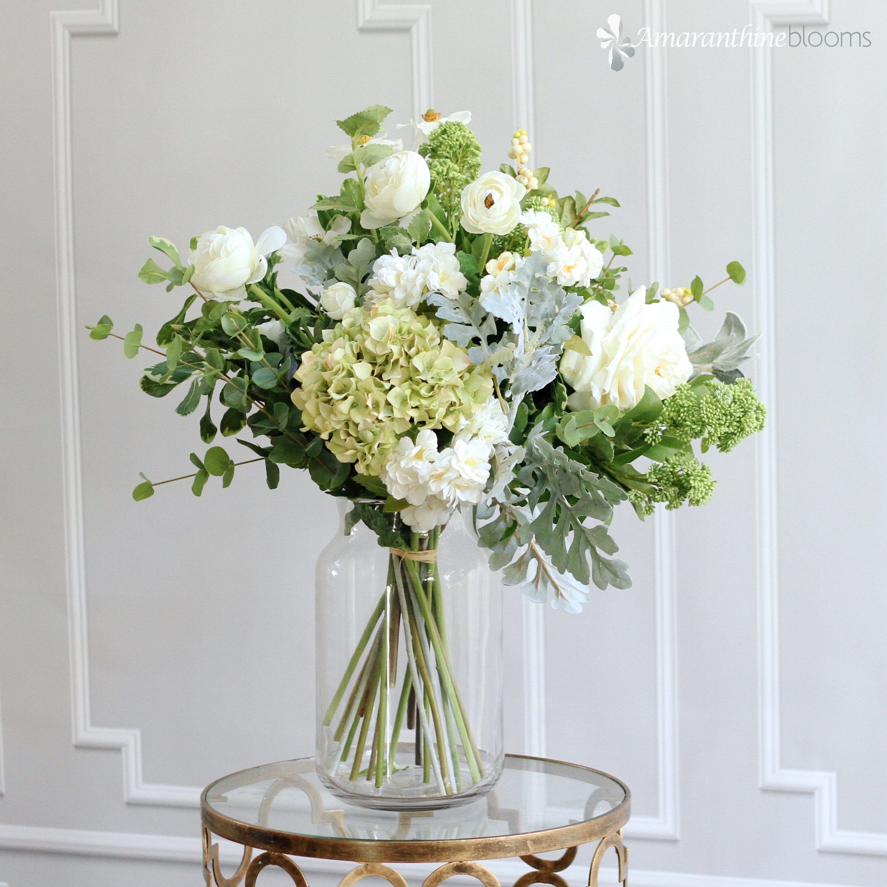 Artificial flowers luxury lifelike faux Clear Funnel Neck Vase - Medium realistic silk Vases buy online from The Faux Flower Company ABV2252