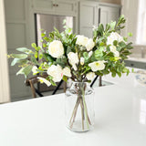Artificial Foliage & White Flowers Arrangement