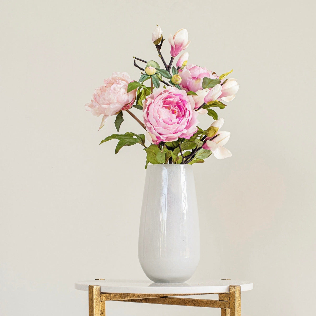 Realistic Pink Peony & Magnolia Arrangement by The Faux Flower Company