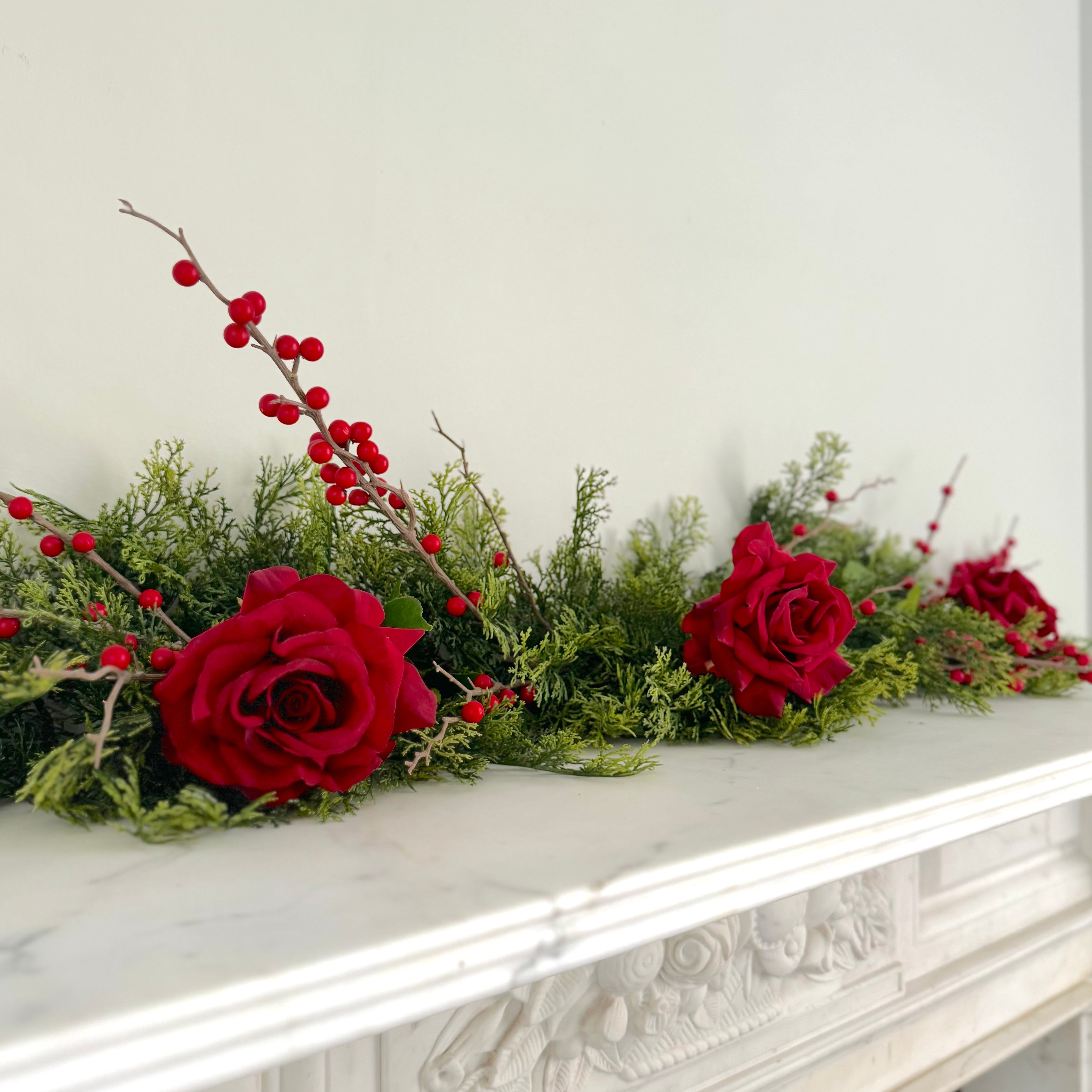 How to Arrange Your Artificial Garland Guide for Beginners for Winter Christmas Decorating for the Season Faux Flower Arranging from The Faux Flower Company Buy Online for Mantle Pieces, Centre Piece, Fireplace