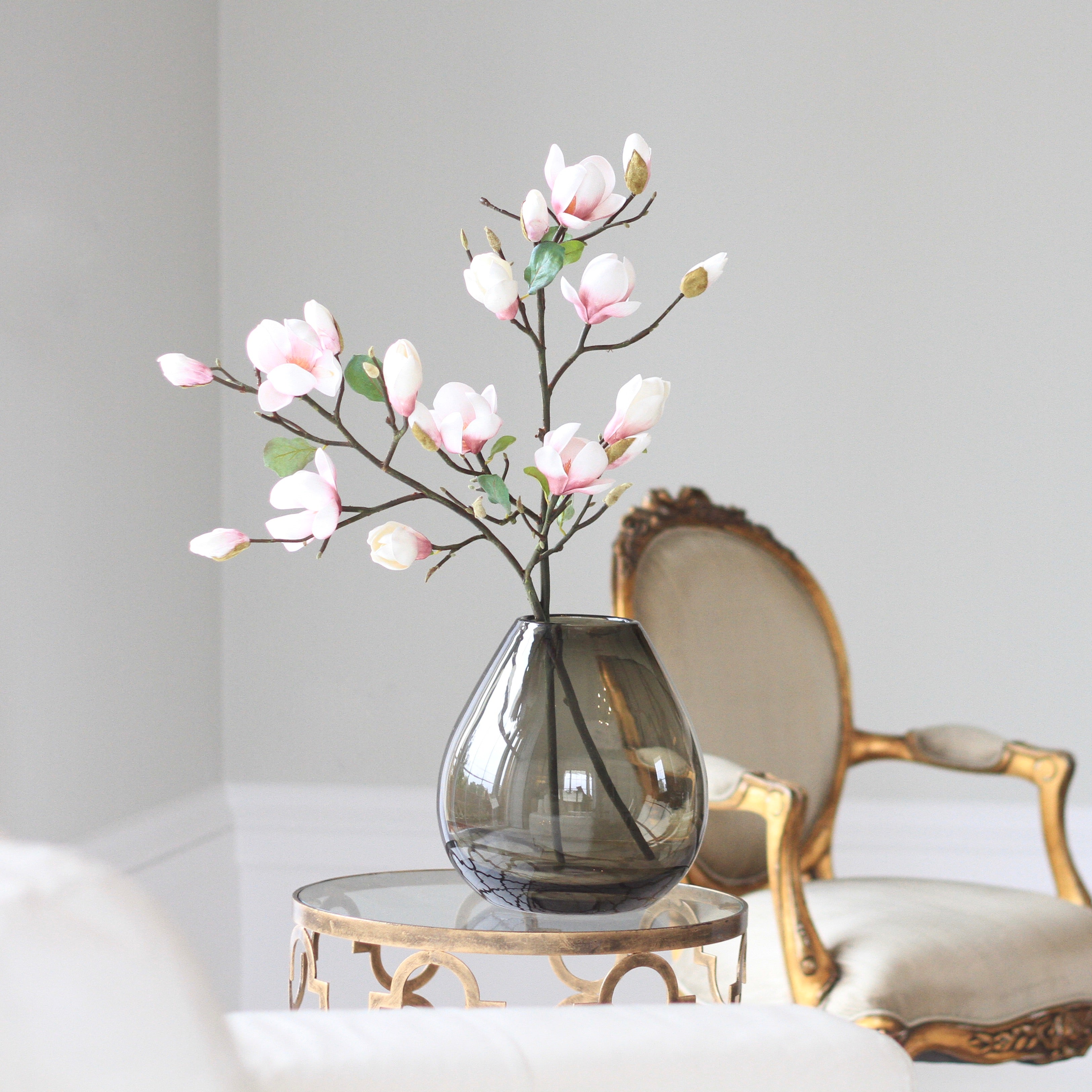 stunningly realistic artificial magnolia stems & branches, faux magnolia flowers that don't look at all fake