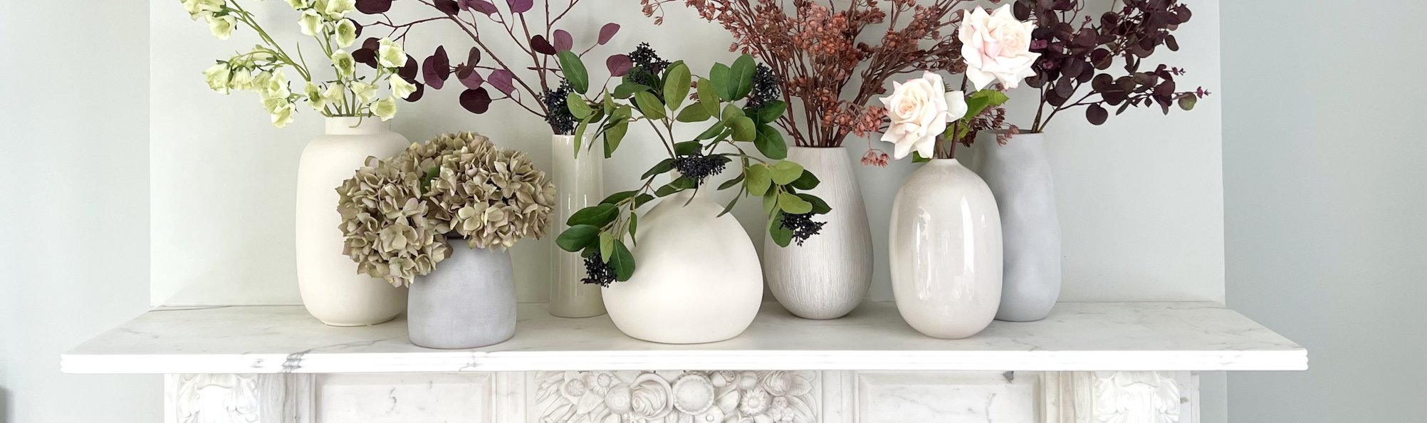 Artificial flowers & high quality faux flower bouquets and luxury ceramic vases for Autumn