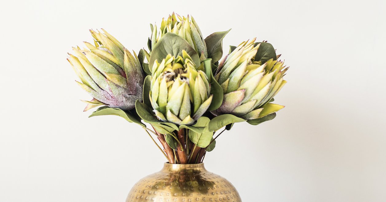 Luxury Fabric Silk Green Protea from The Faux Flower Company