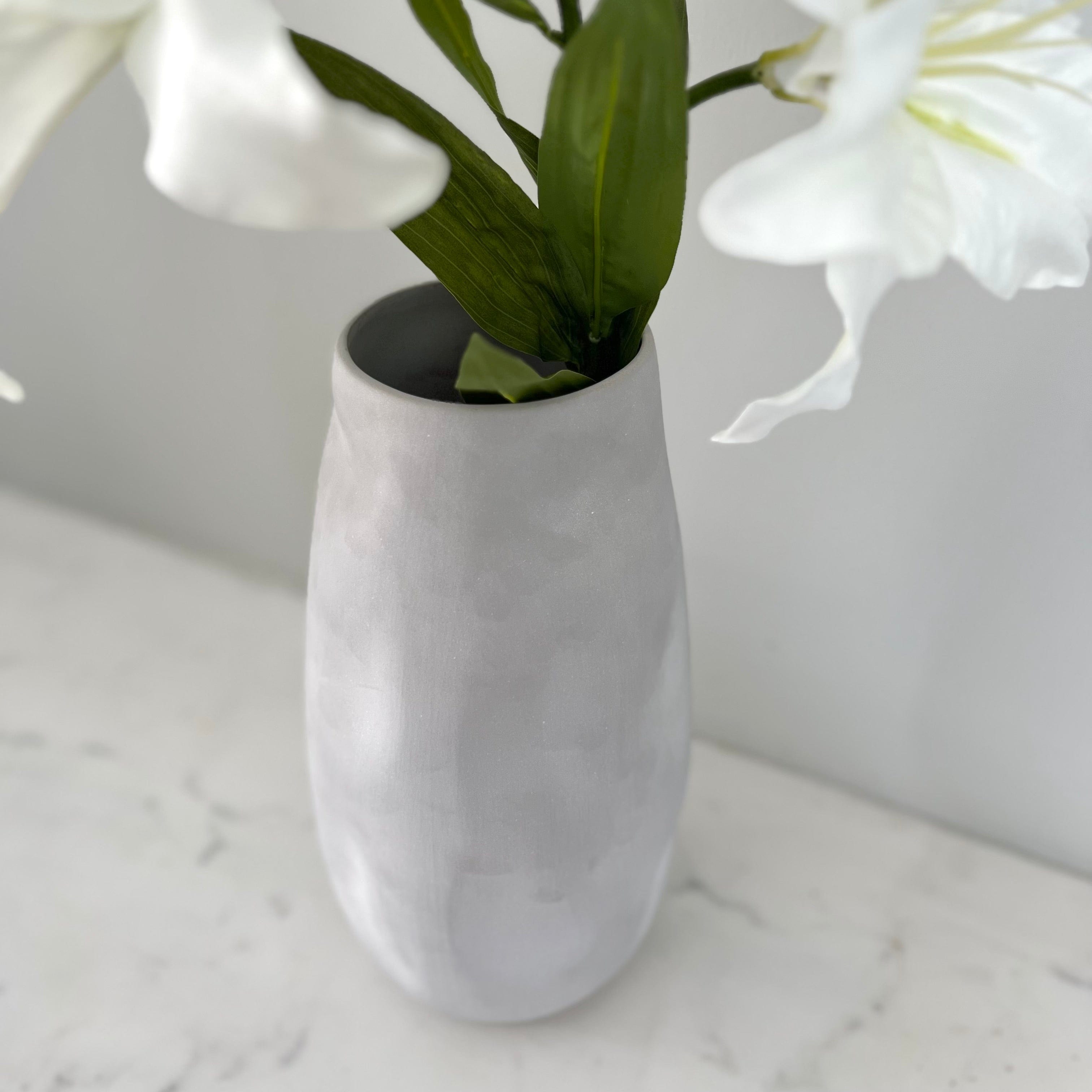 Artificial Flowers in Vase Stylish Vases Grey White Naunton Vase Home Decor and Accessories The Faux Flower Company UK ABP525B