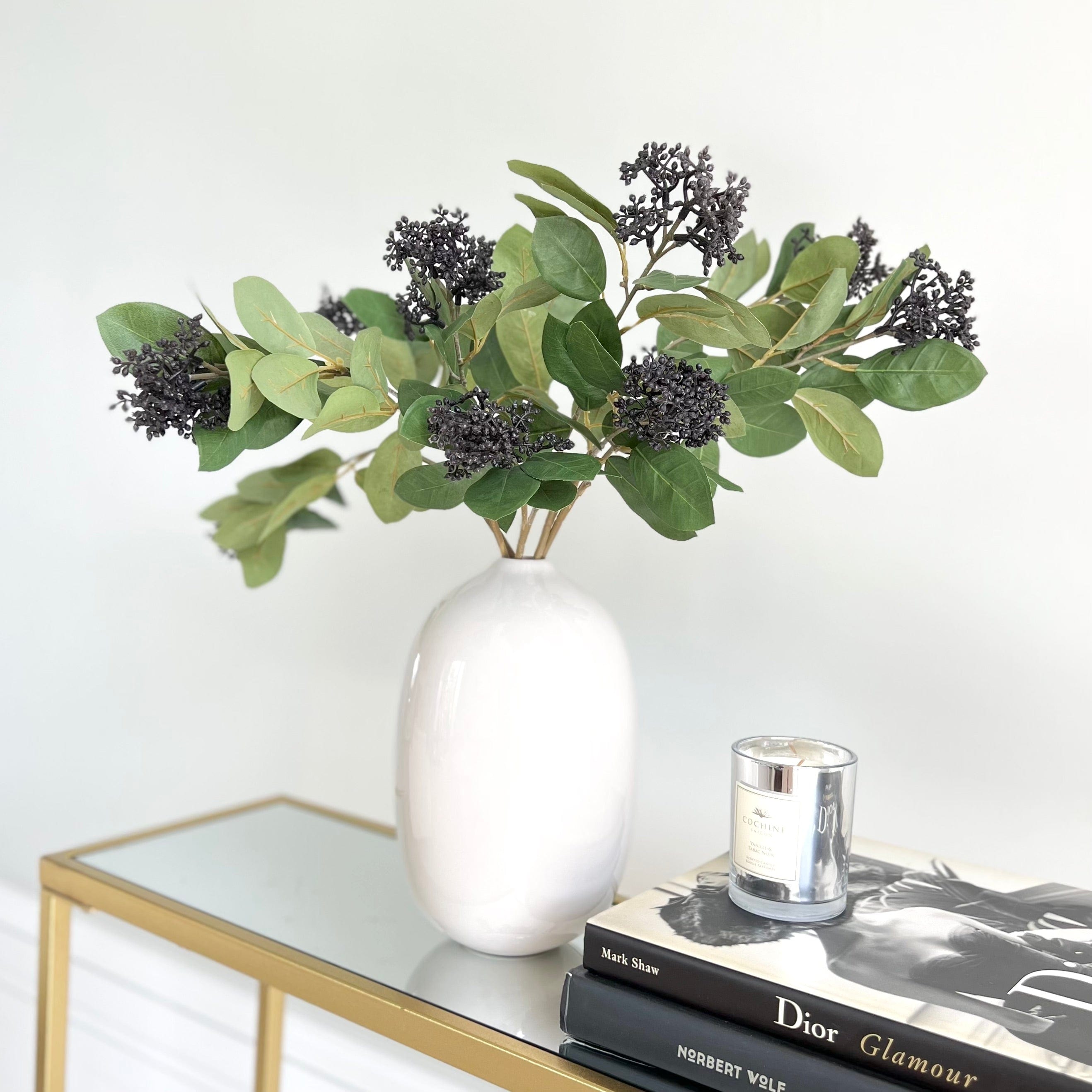 Artificial flowers luxury faux silk black seed pod  broadway vase lifelike realistic faux flowers ABP1699 ABX0608GR 