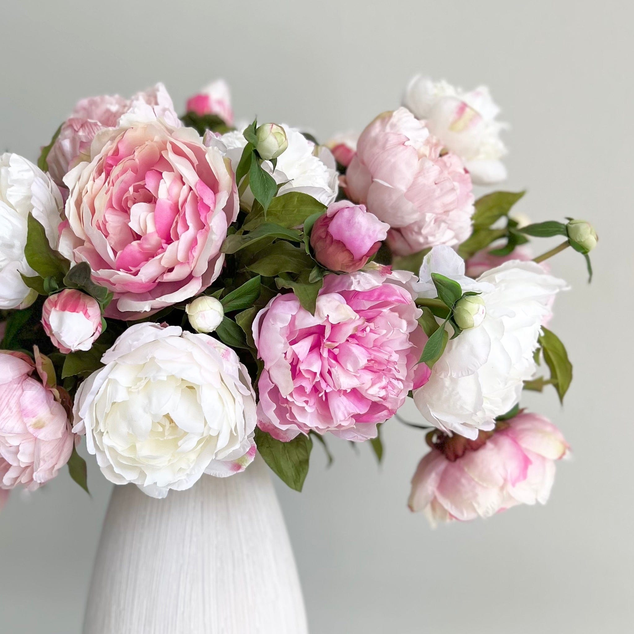 Artificial flowers luxury faux silk mixed pink and white peony bouquet arrangement bibury vase lifelike realistic faux flowers ABP1513