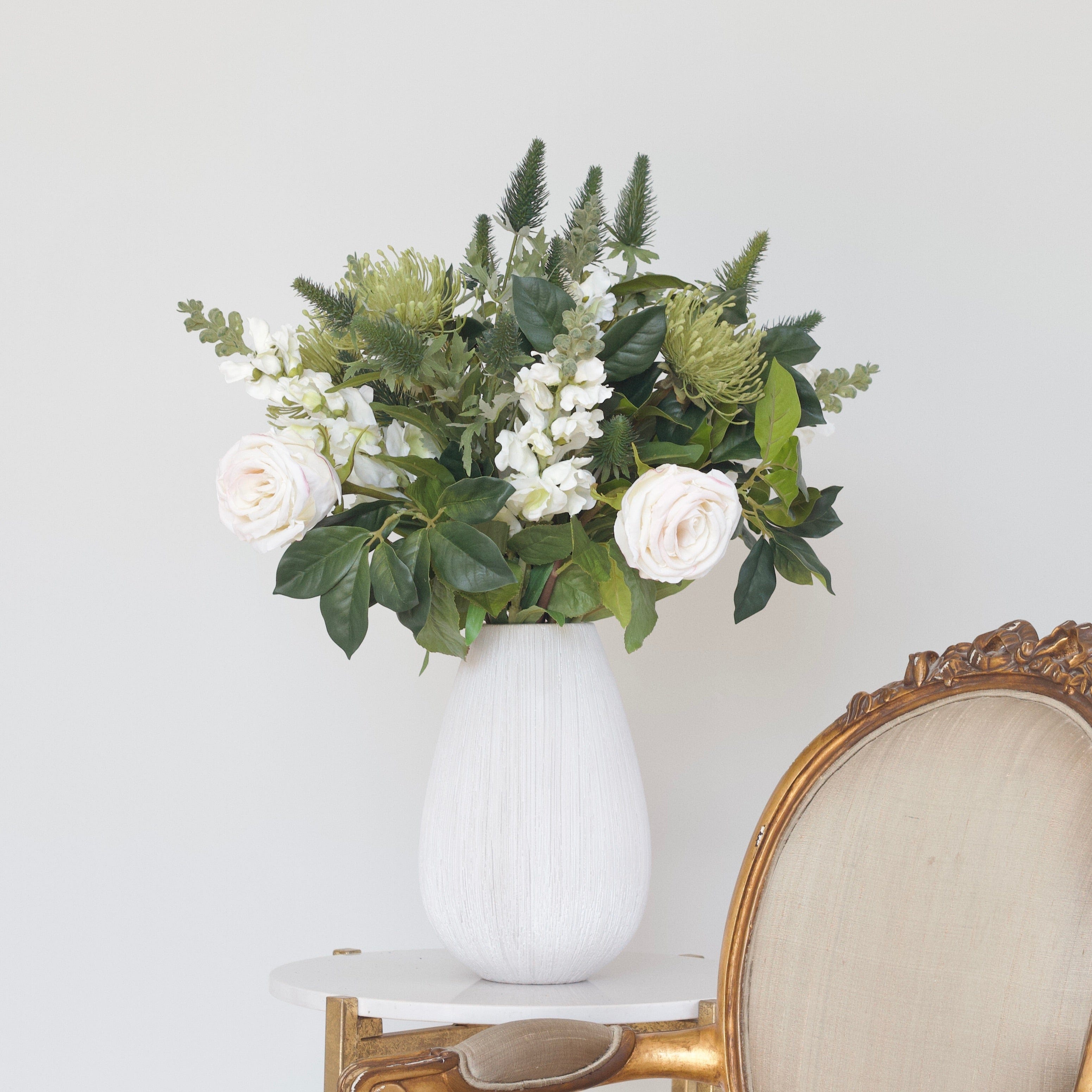 Artificial flowers luxury faux silk perfectly protea bouquet arrangement bibury vase lifelike realistic faux flowers ABP1513